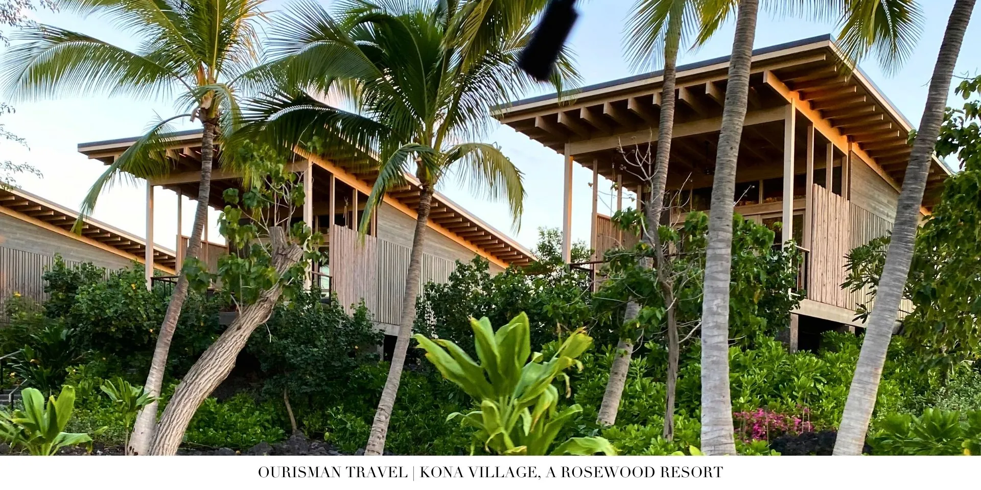Luxury beachfront bungalow at Kona Village with thatched roof, private lanai, and ocean views