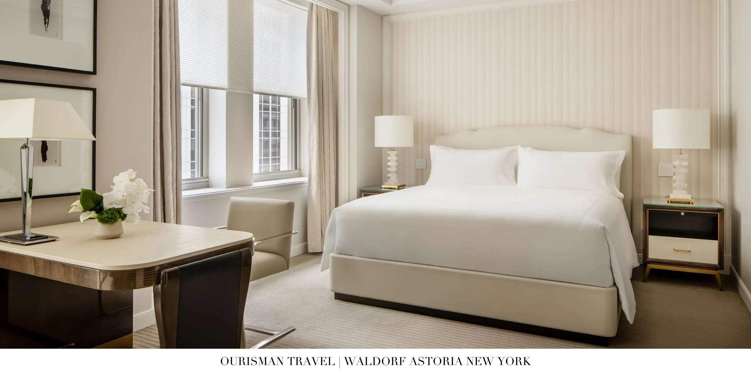 Guest room interior at Waldorf Astoria New York