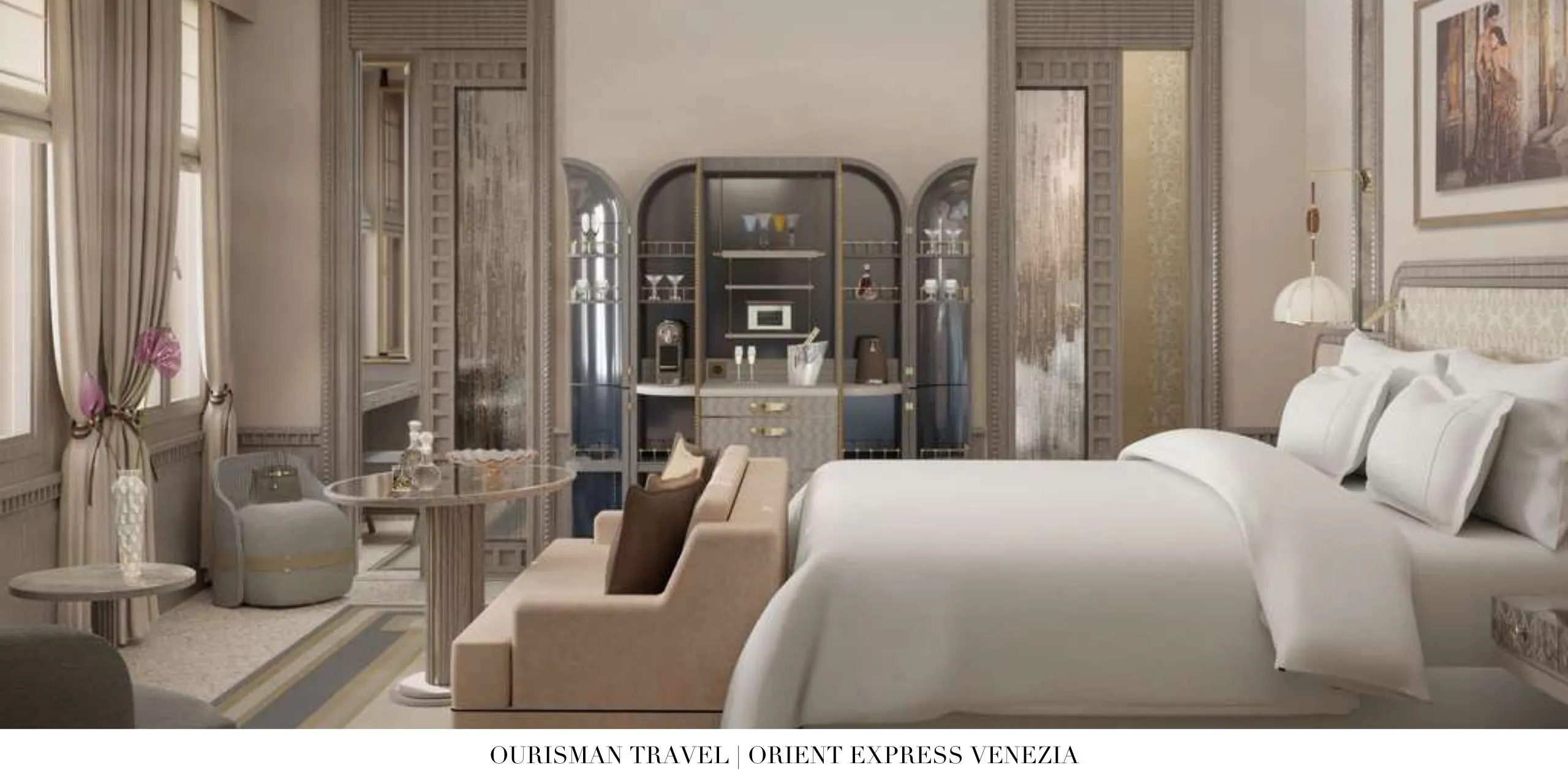 Luxury suite with canal views at Orient Express Venice Hotel