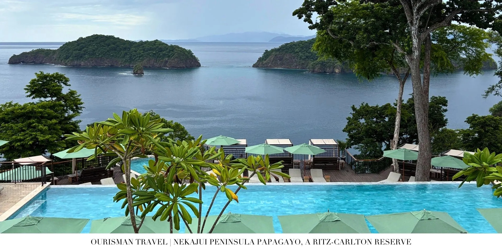 Infinity pool at Nekajui overlooking the Pacific Ocean with lush Peninsula Papagayo backdrop
