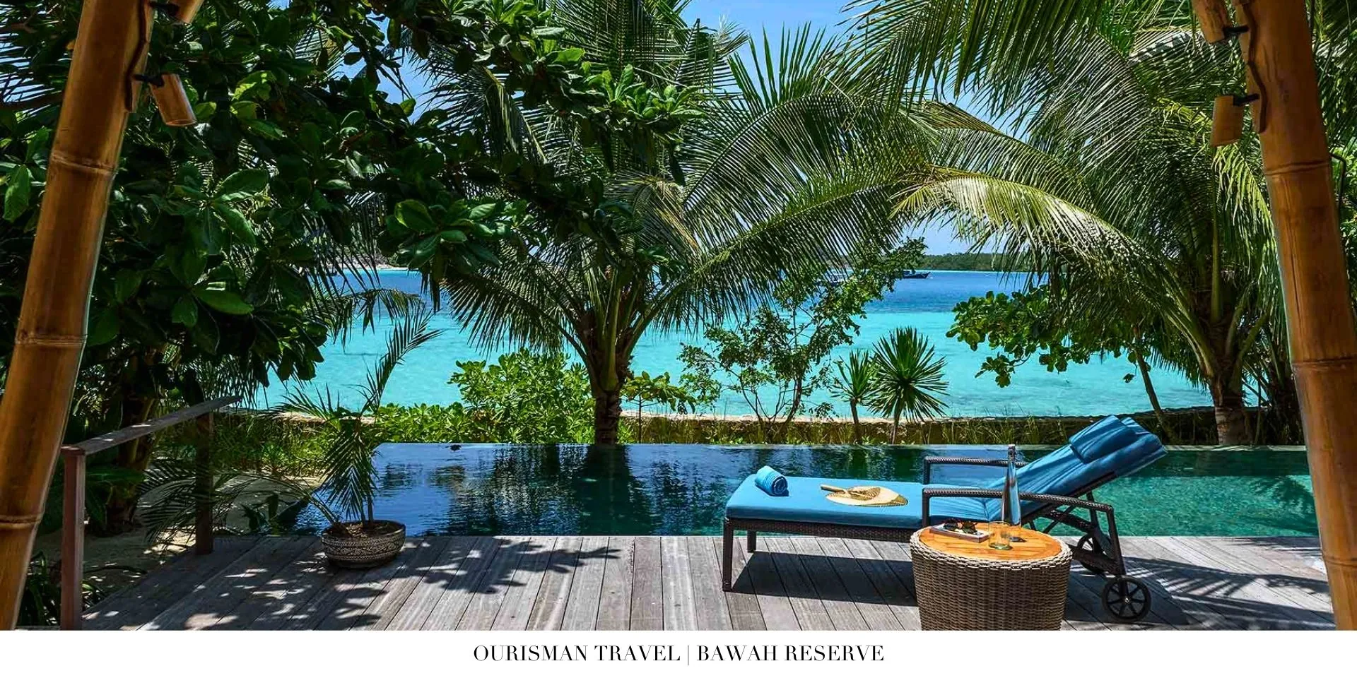 Luxury island villa at Bawah Reserve nestled among lush greenery with outdoor living space