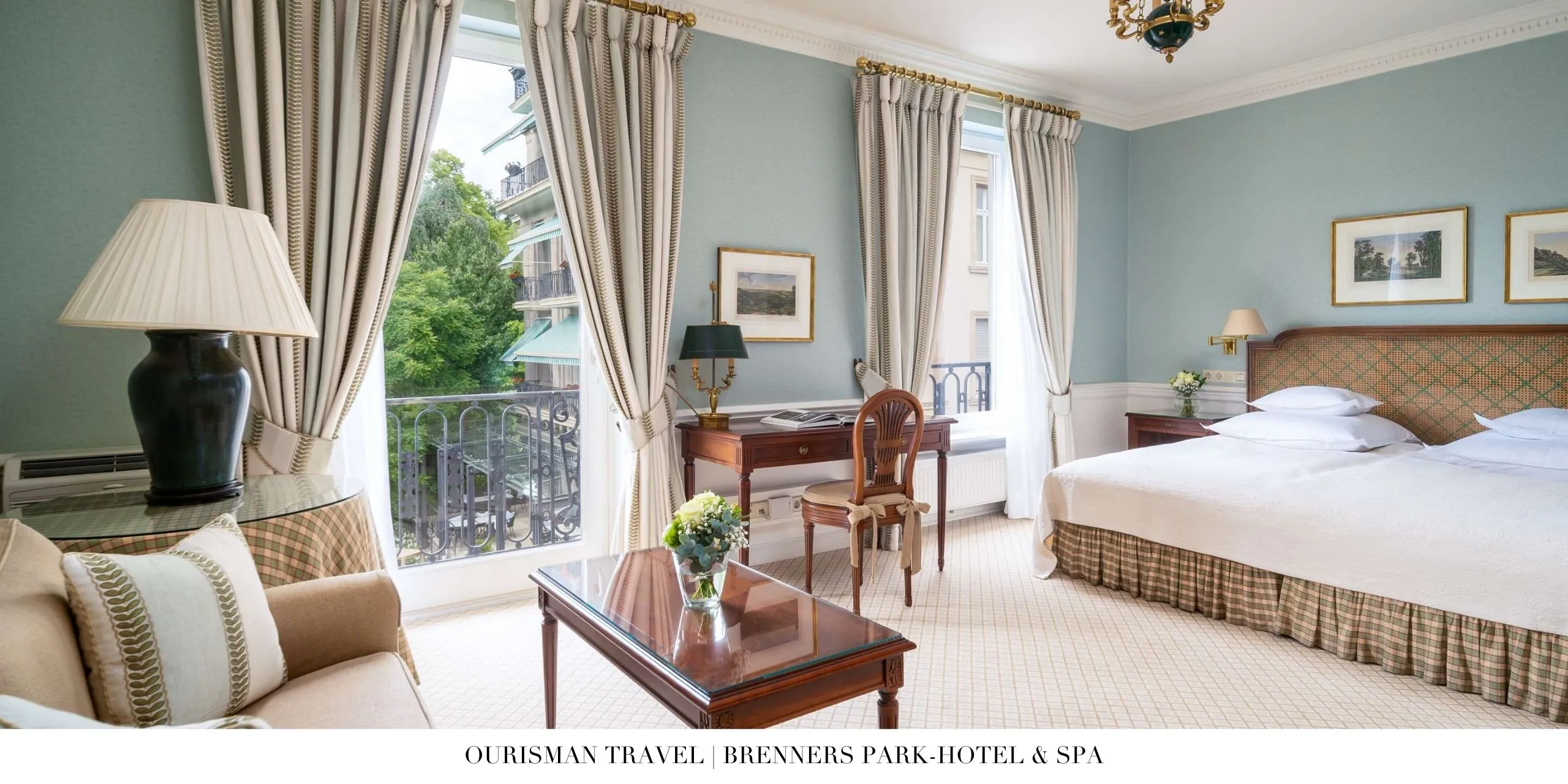 Bedroom with classic European décor at Brenners Park-Hotel & Spa