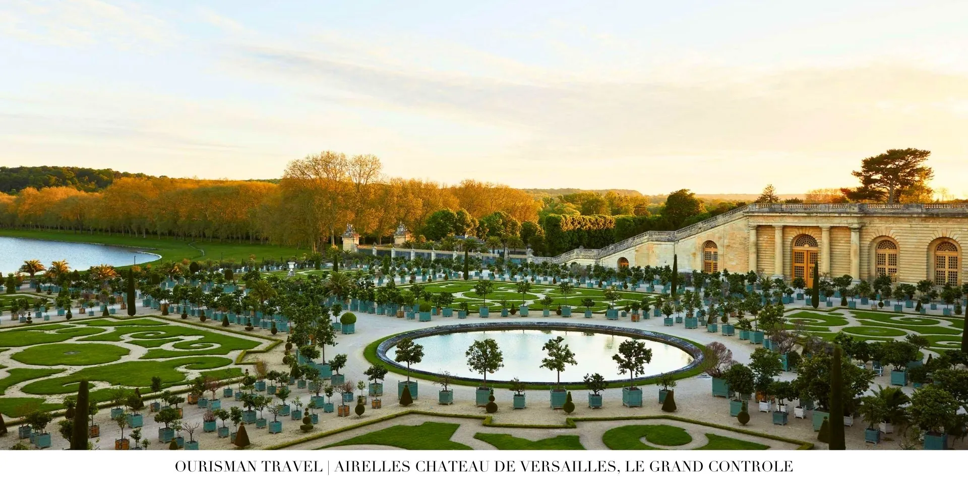 Courtyard exterior of Le Grand Contrôle surrounded by manicured gardens and historic stone façades