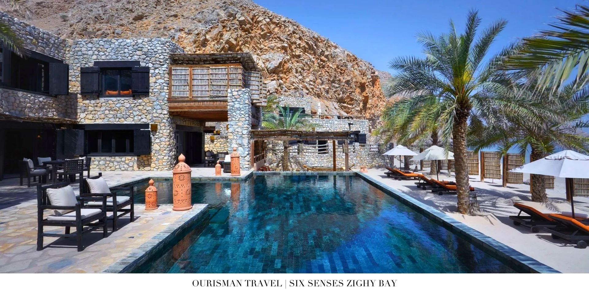 Luxury pool villa at Six Senses Zighy Bay featuring a private plunge pool and traditional Omani design
