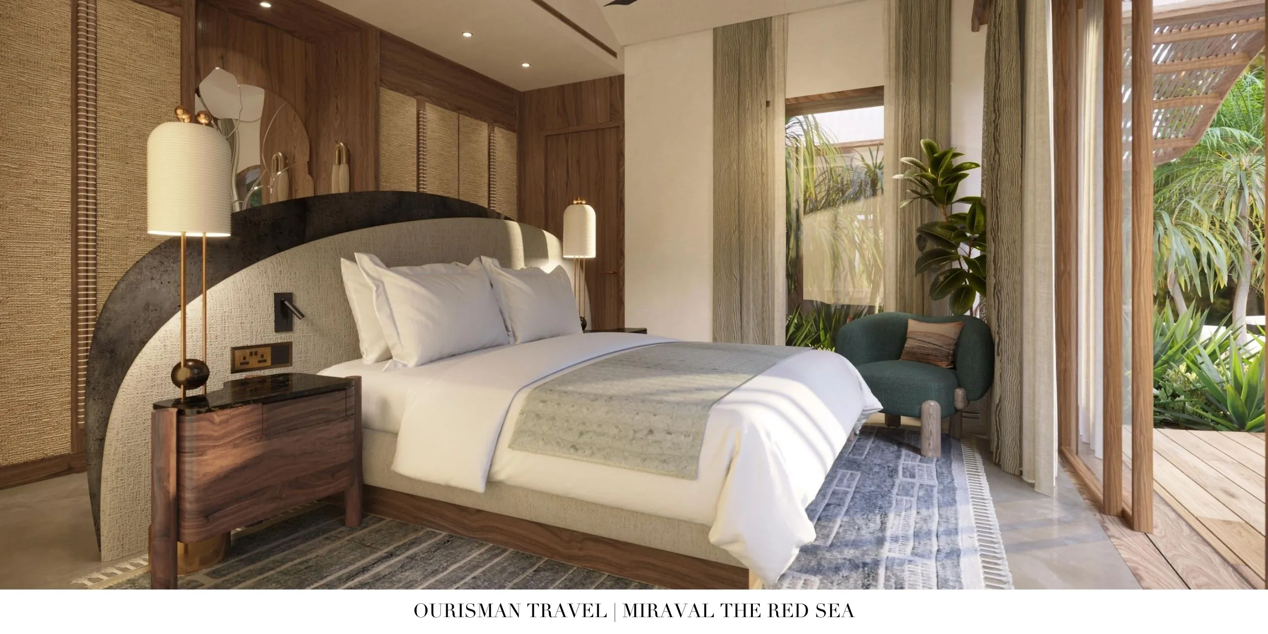 Bedroom with natural light and modern furnishings at Miraval The Red Sea