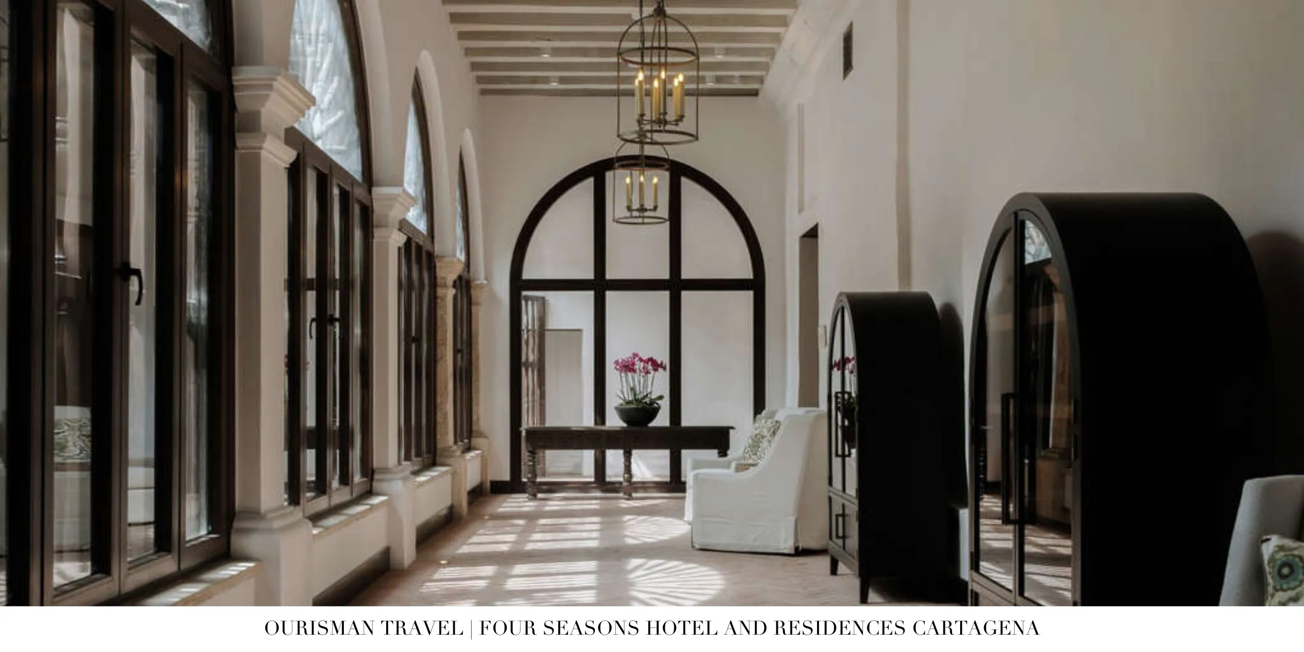 Lobby and arrival area with tropical modern design at Four Seasons Cartagena