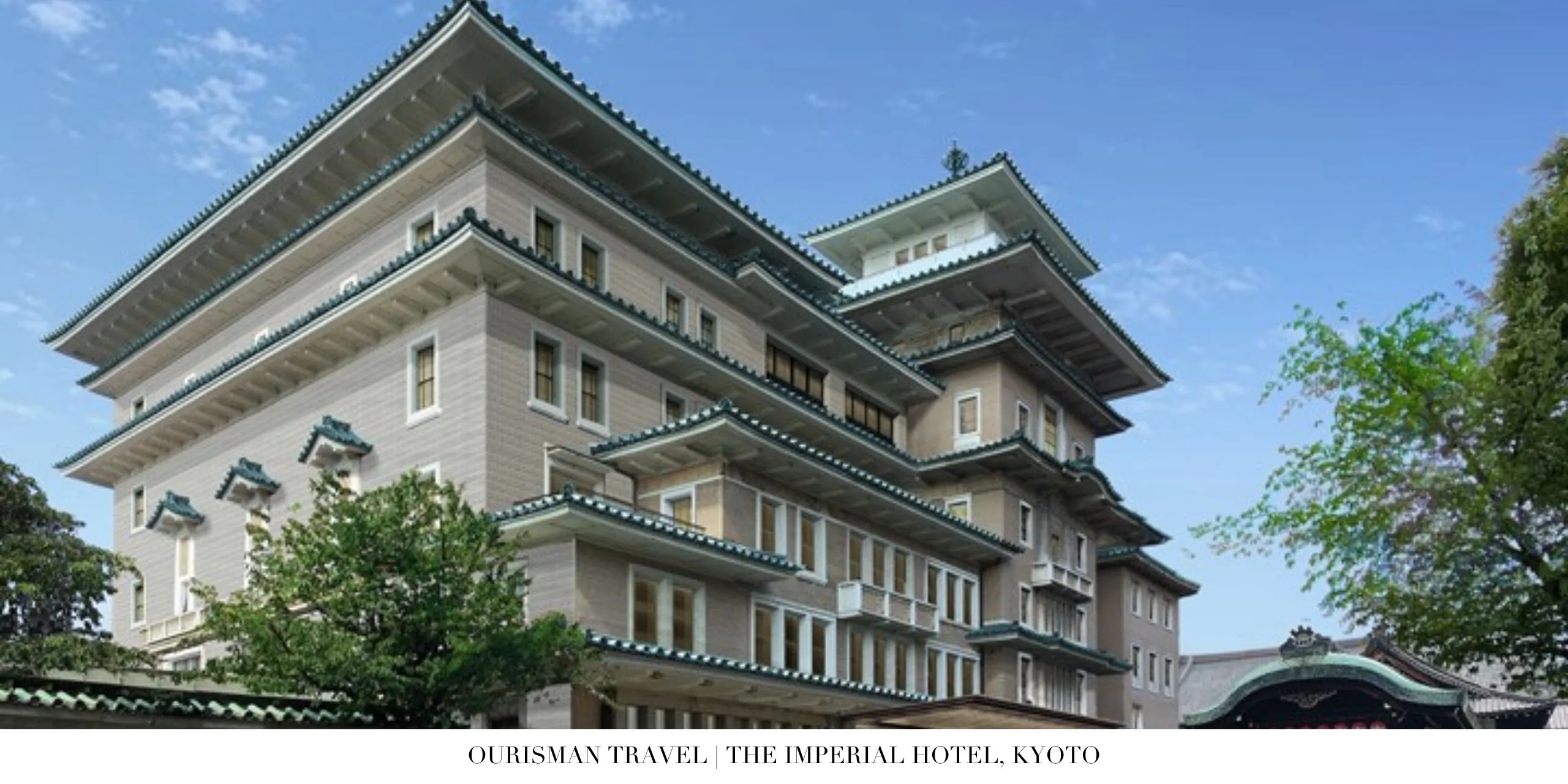 Grand approach showcasing the hotel’s modern-meets-traditional architecture at The Imperial Hotel Kyoto