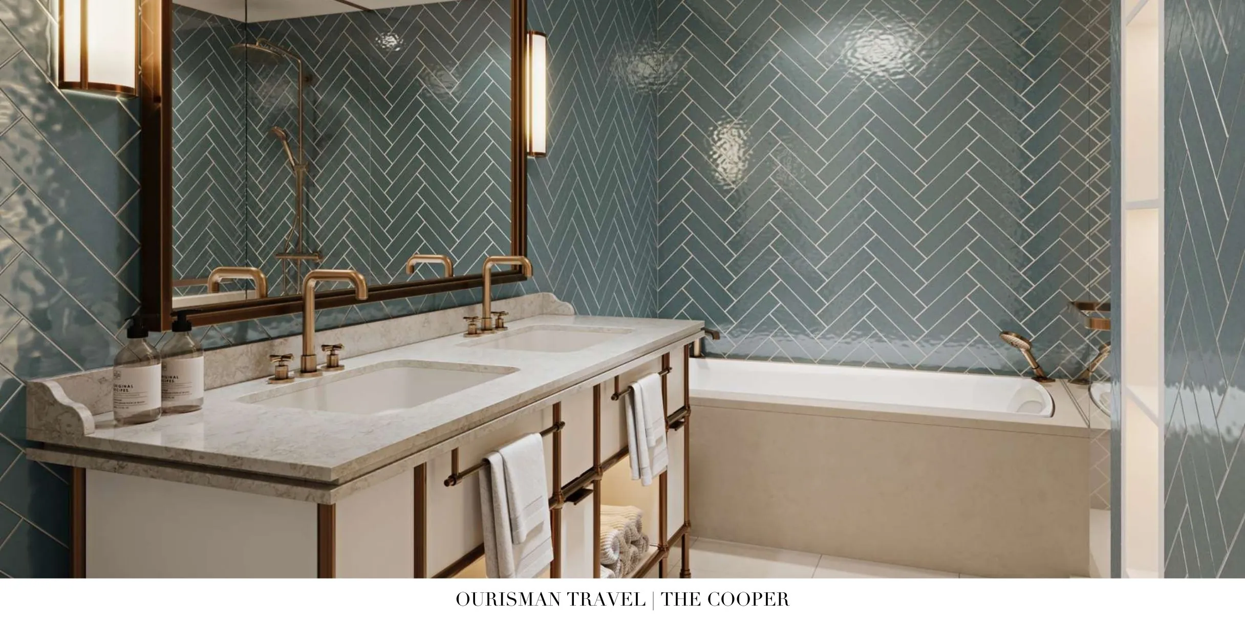 Spa-style bathroom with marble finishes at The Cooper Charleston