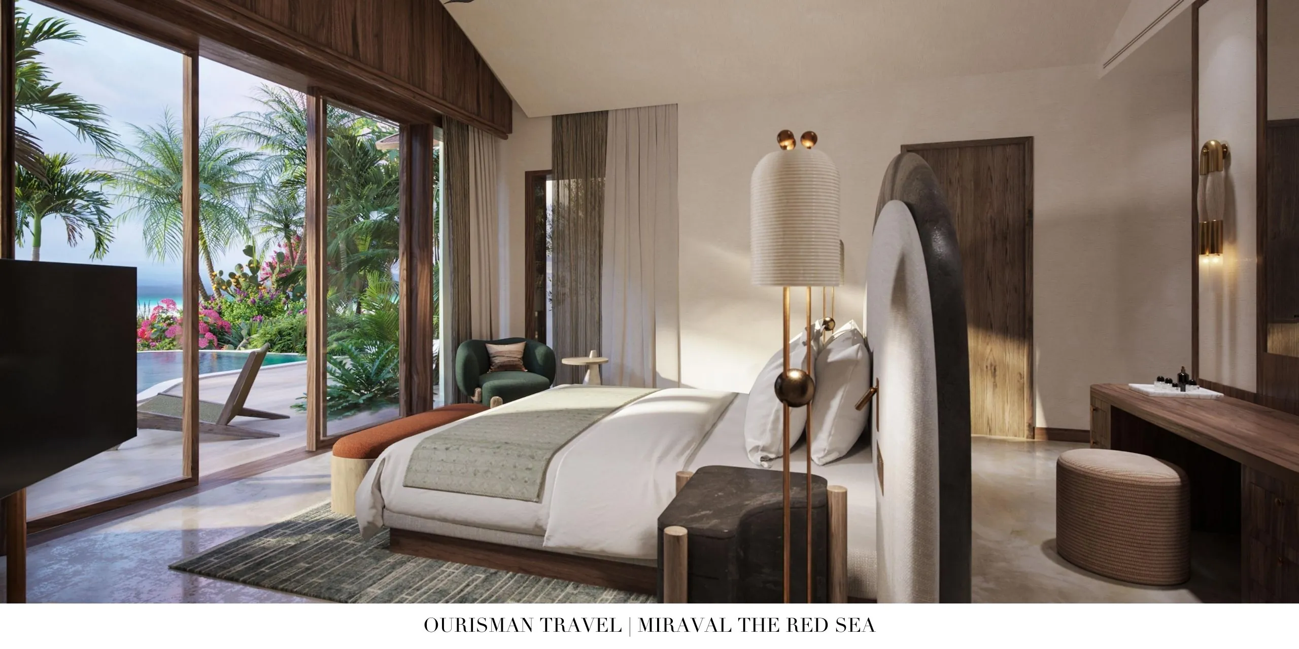 Floor-to-ceiling windows with ocean views at Miraval The Red Sea