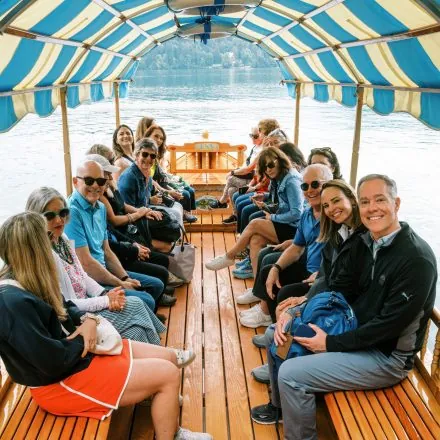 Corporate incentive trip with team members celebrating success