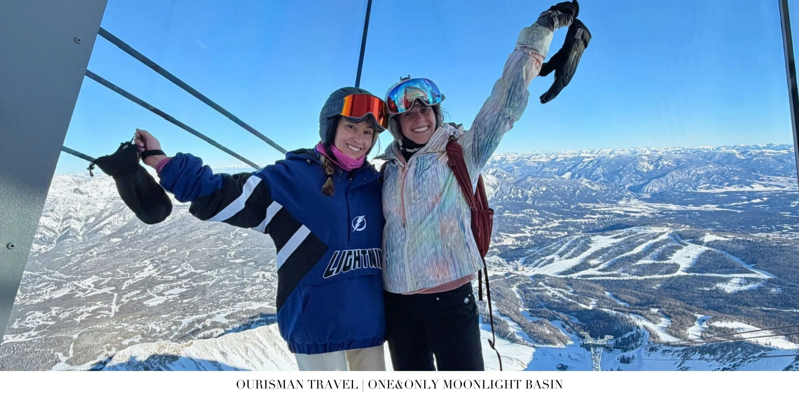 Observation deck at Big Sky Resort near One&Only Moonlight Basin offering sweeping panoramic views of Lone Peak and the surrounding Montana mountain landscape.