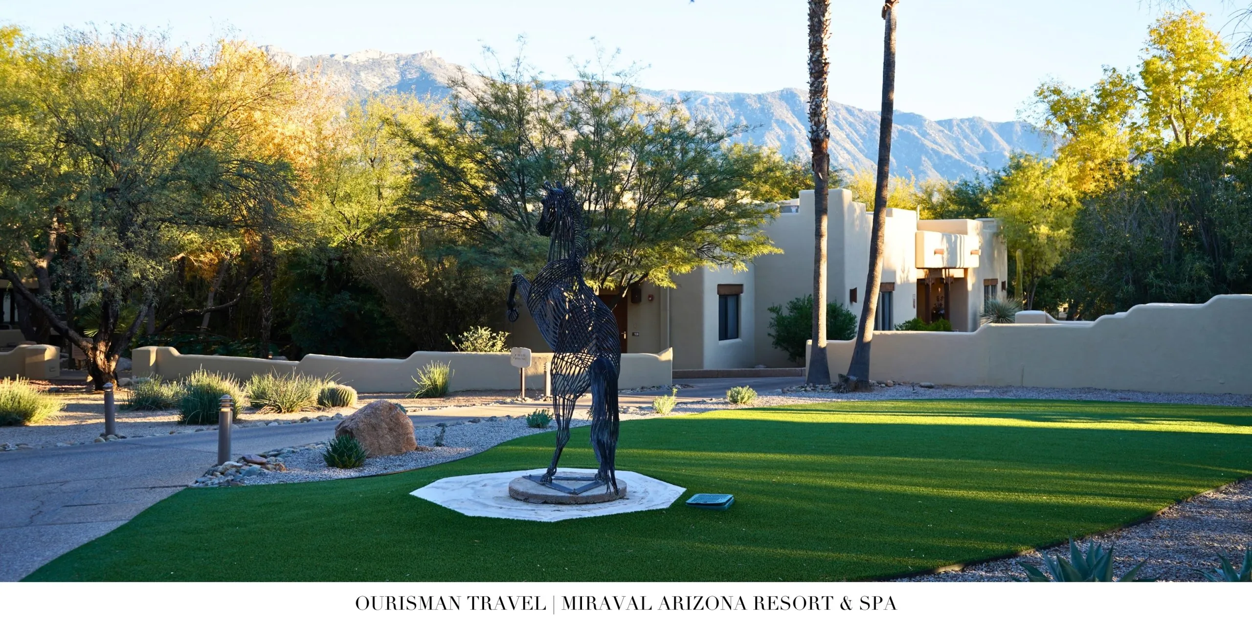 Sculpture garden lawn at Miraval Arizona Resort wellness retreat near Tucson