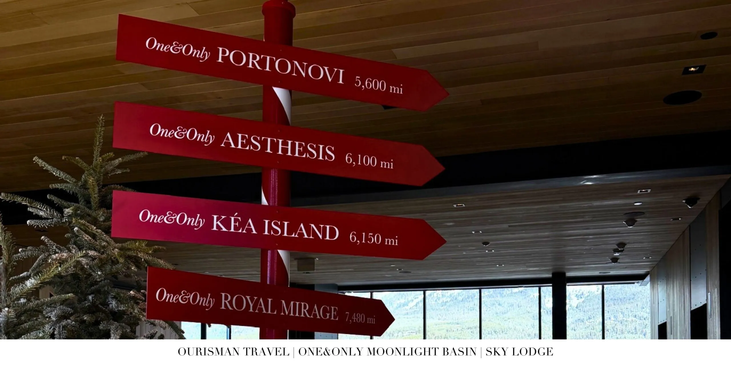 Architectural detail of Sky Lodge at One&Only Moonlight Basin highlighting natural stone, timber beams, and contemporary mountain design.