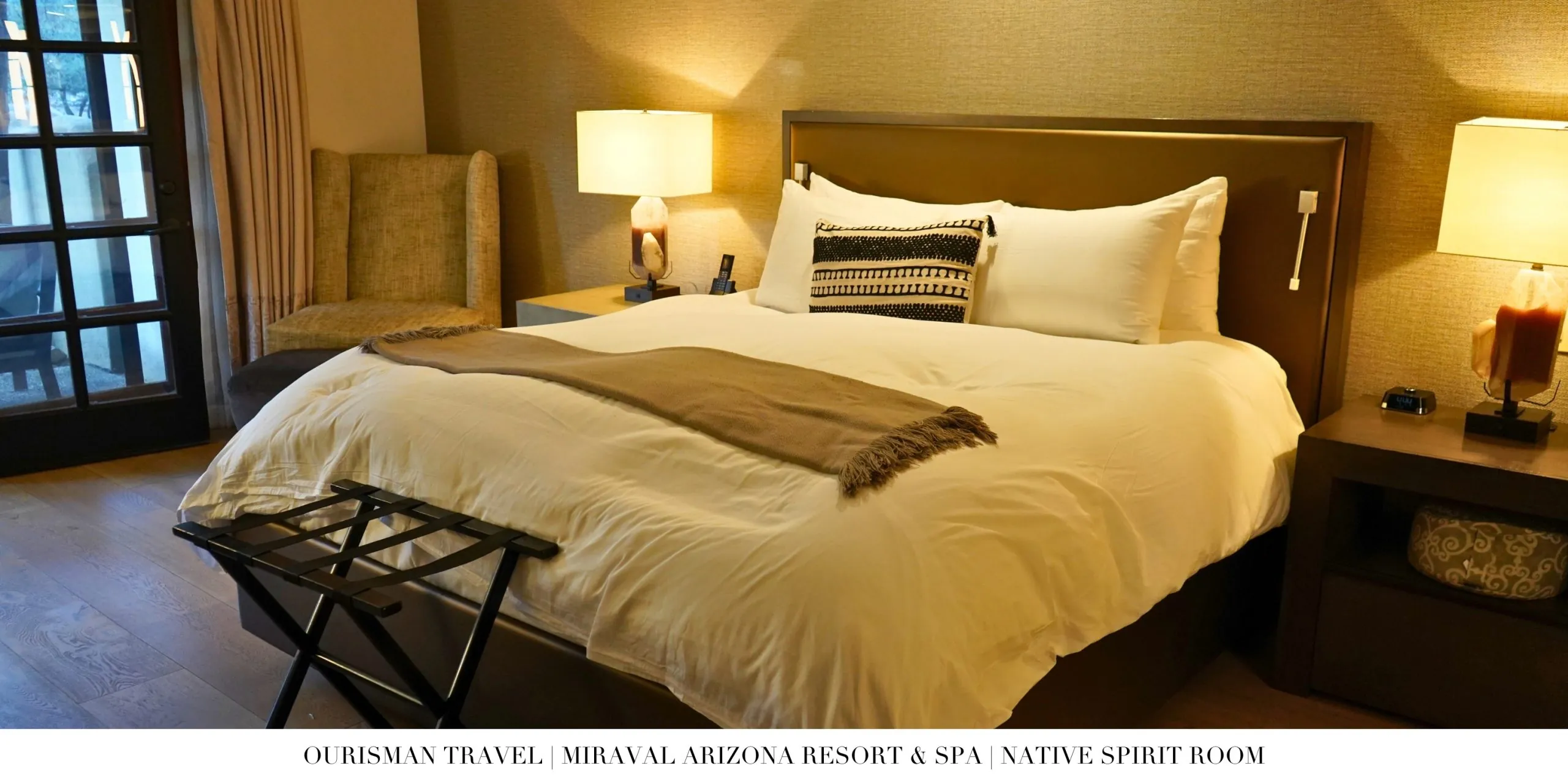 Native Spirit Room bedroom at Miraval Arizona Resort with king bed