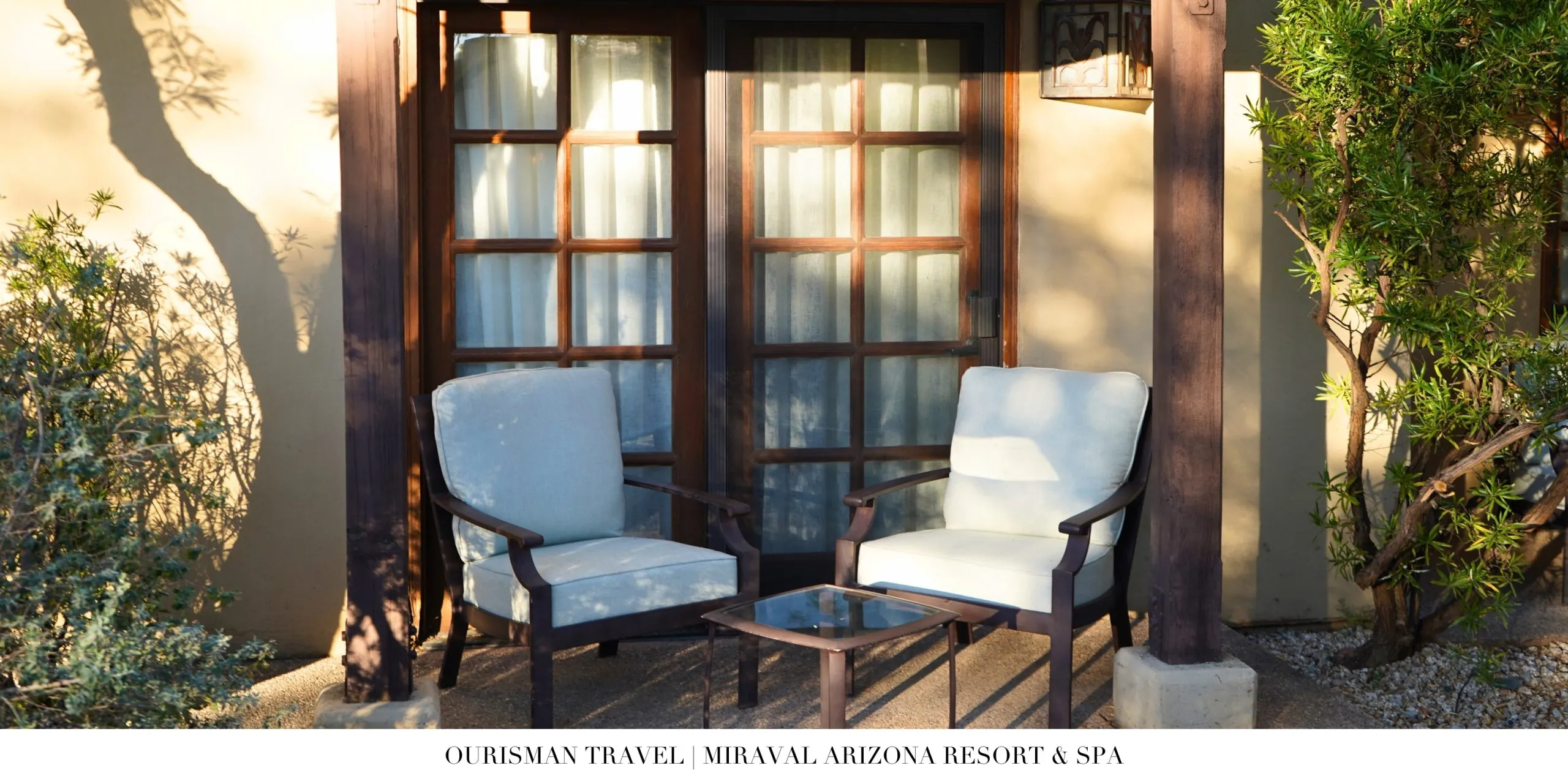 Private patio seating outside a Native Spirit Room at Miraval Arizona Resort