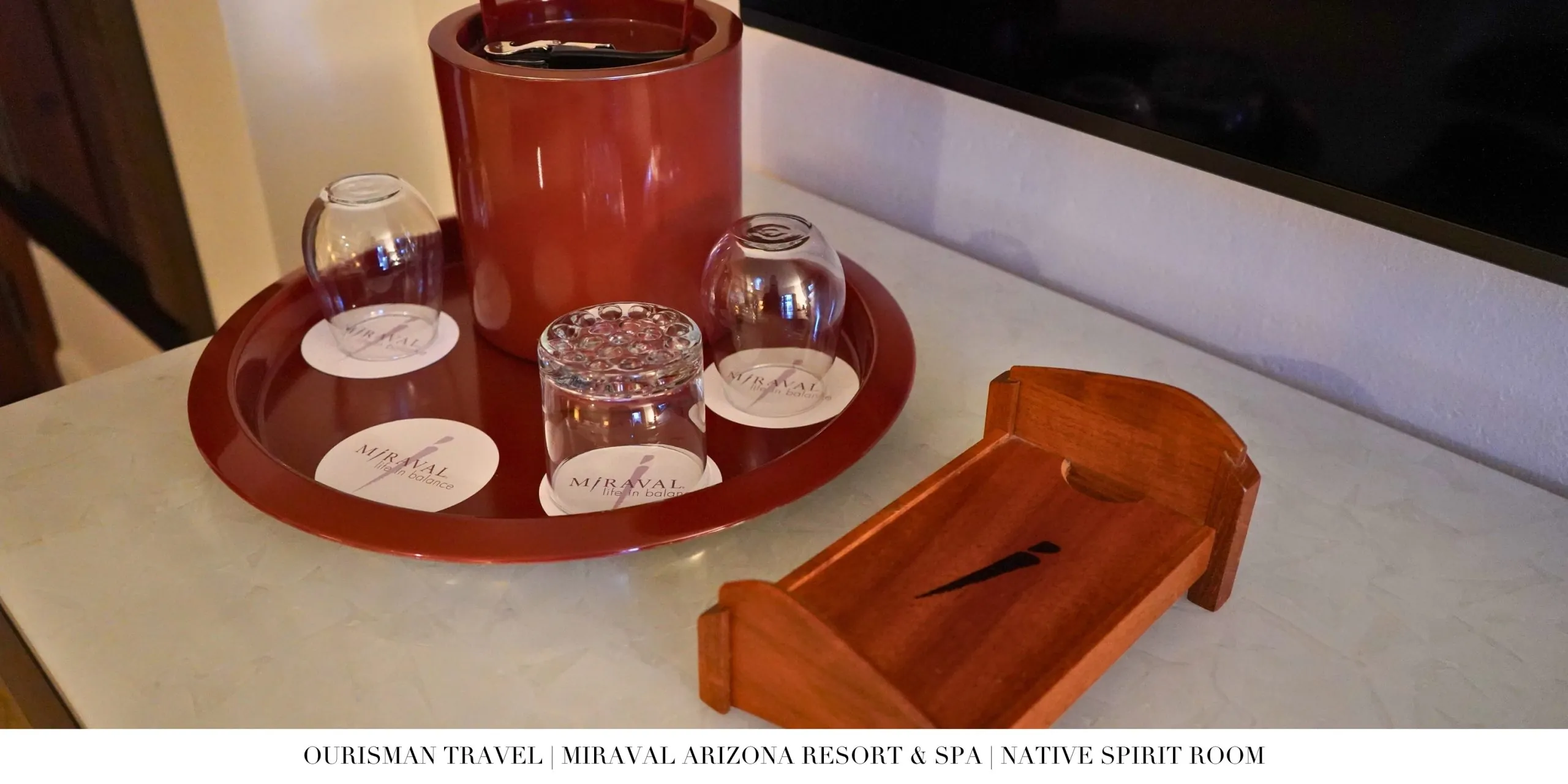 In-room water setup in a Native Spirit Room at Miraval Arizona Resort