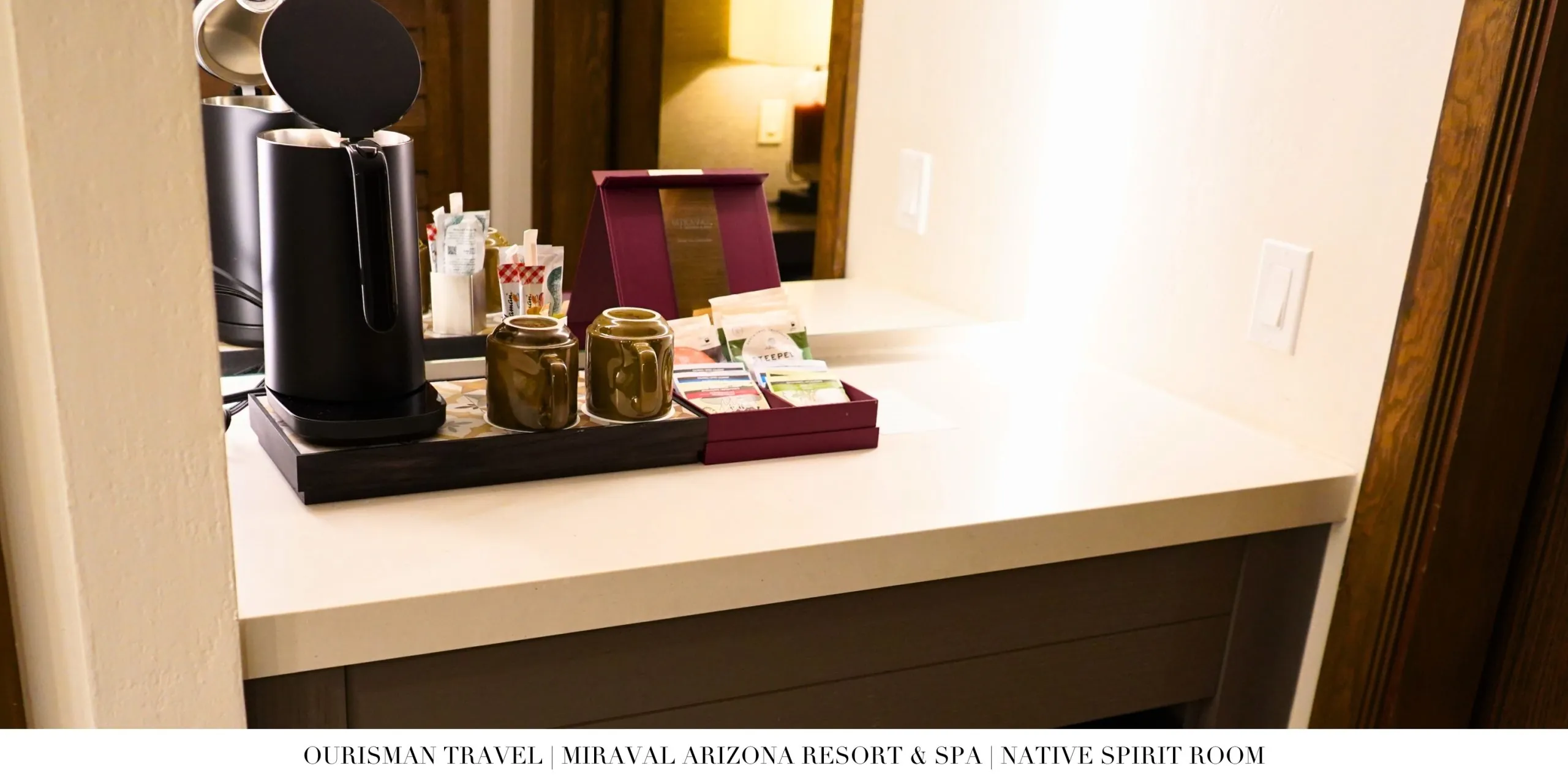 Beverage station inside a Native Spirit Room at Miraval Arizona Resort