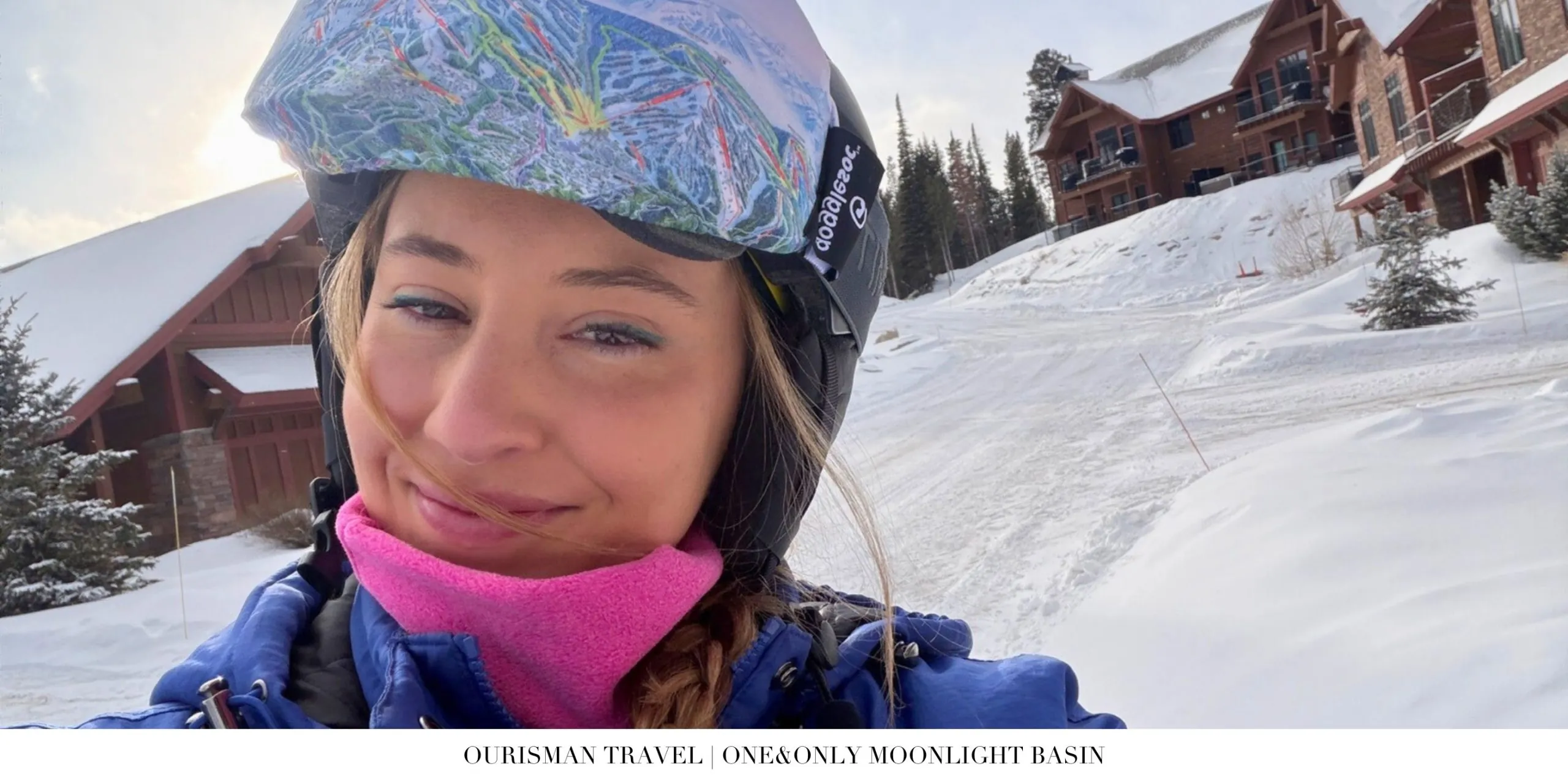 Powder skiing near One&Only Moonlight Basin with wide-open runs and dramatic views of Lone Peak in winter.