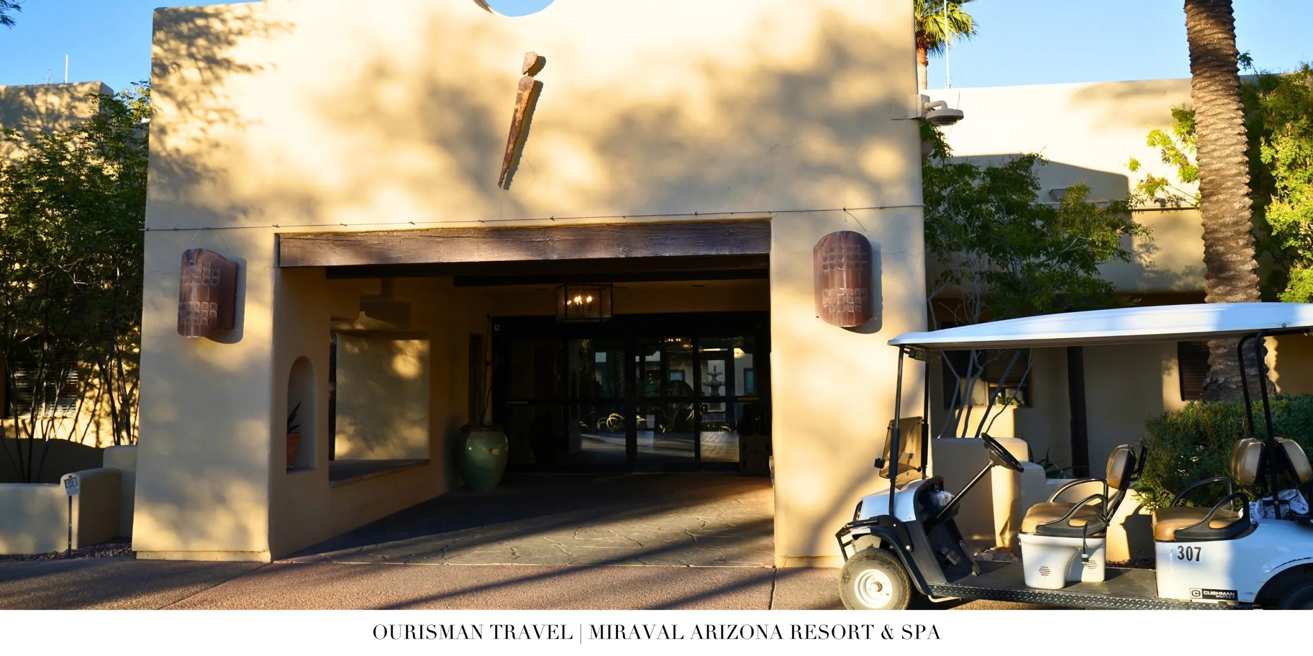 Entrance to wellness building at Miraval Arizona Resort in the Sonoran Desert