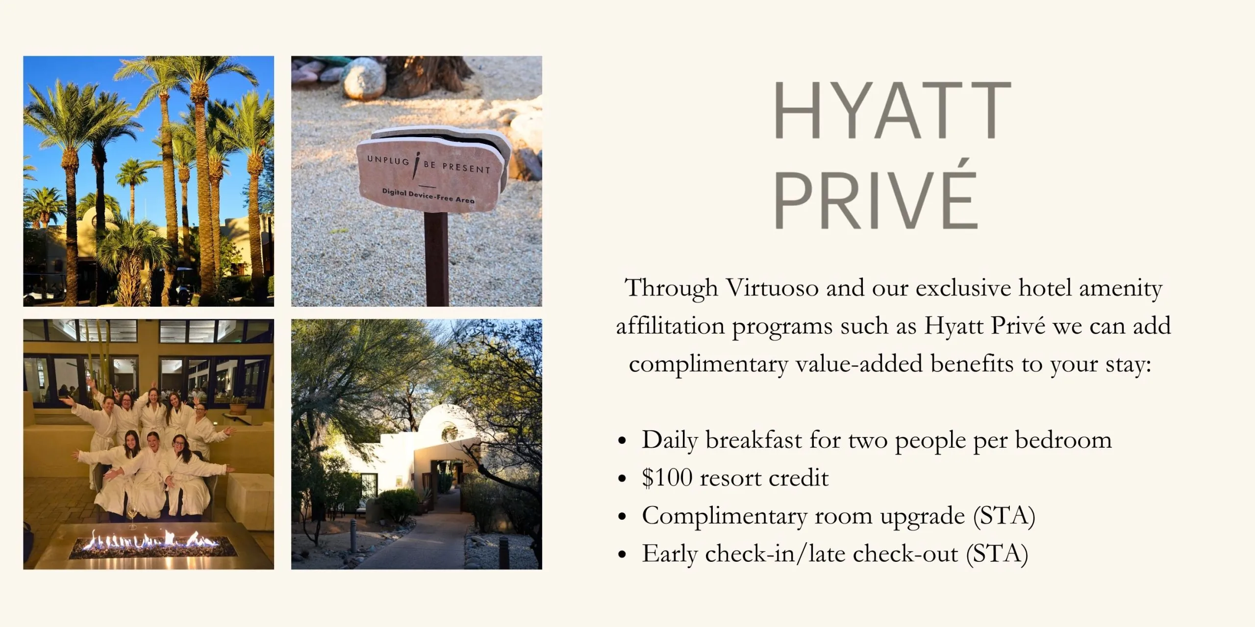 Hyatt Privé amenities at Miraval Arizona