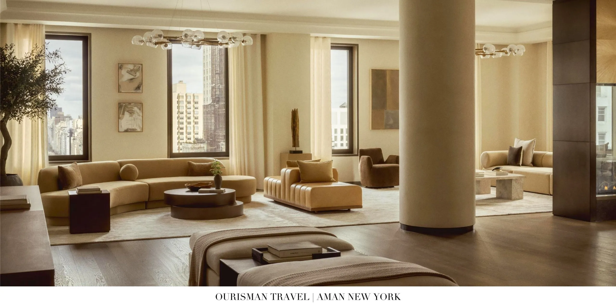 Minimalist luxury lobby interior at Aman New York