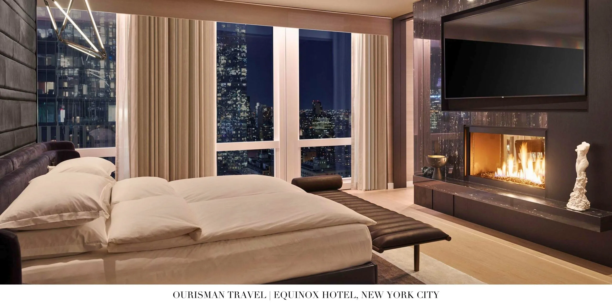 Spacious suite with modern minimalist design at Equinox Hotel New York City