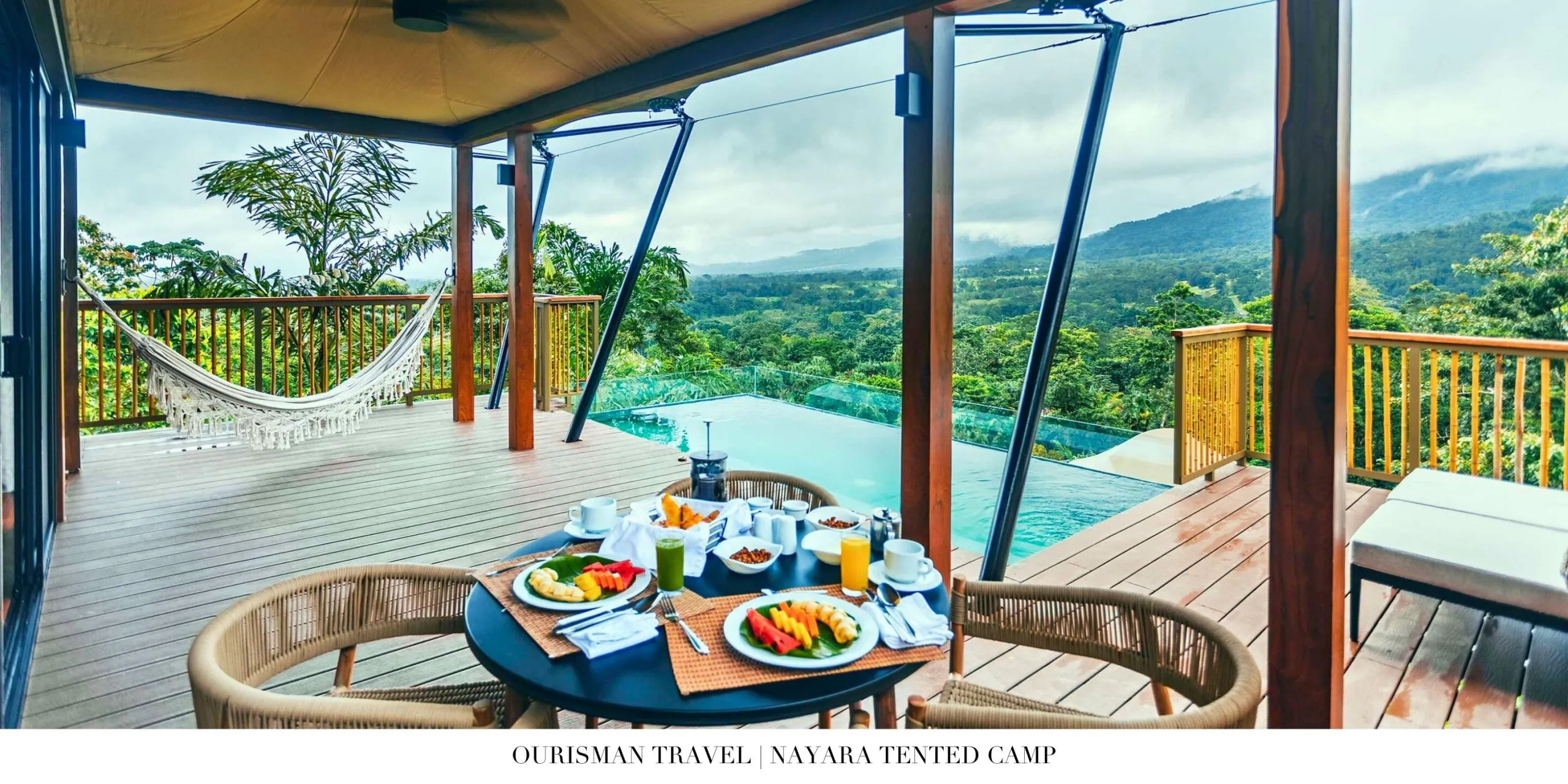 Butler-served breakfast on private deck at Nayara Tented Camp