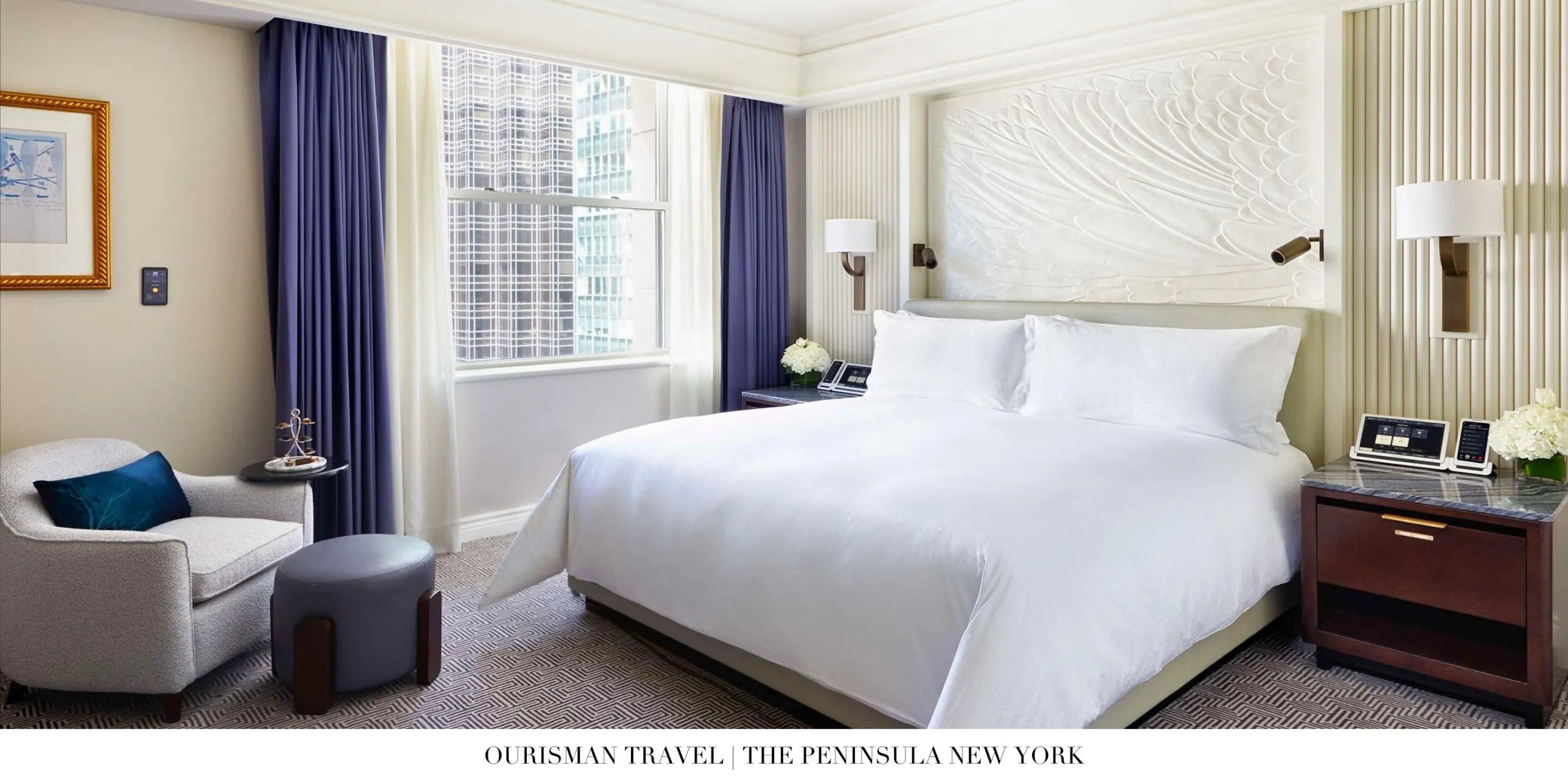 Luxury guest room with city views at The Peninsula New York