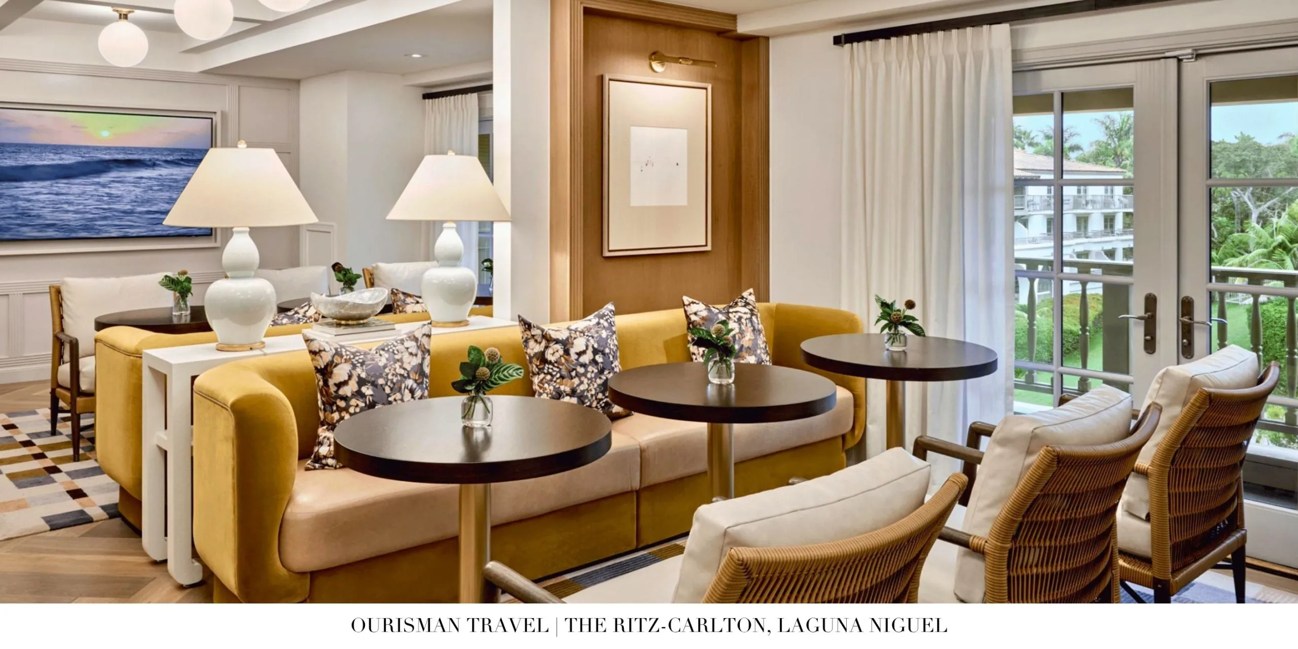 Club lounge with contemporary decor at The Ritz-Carlton, Laguna Niguel
