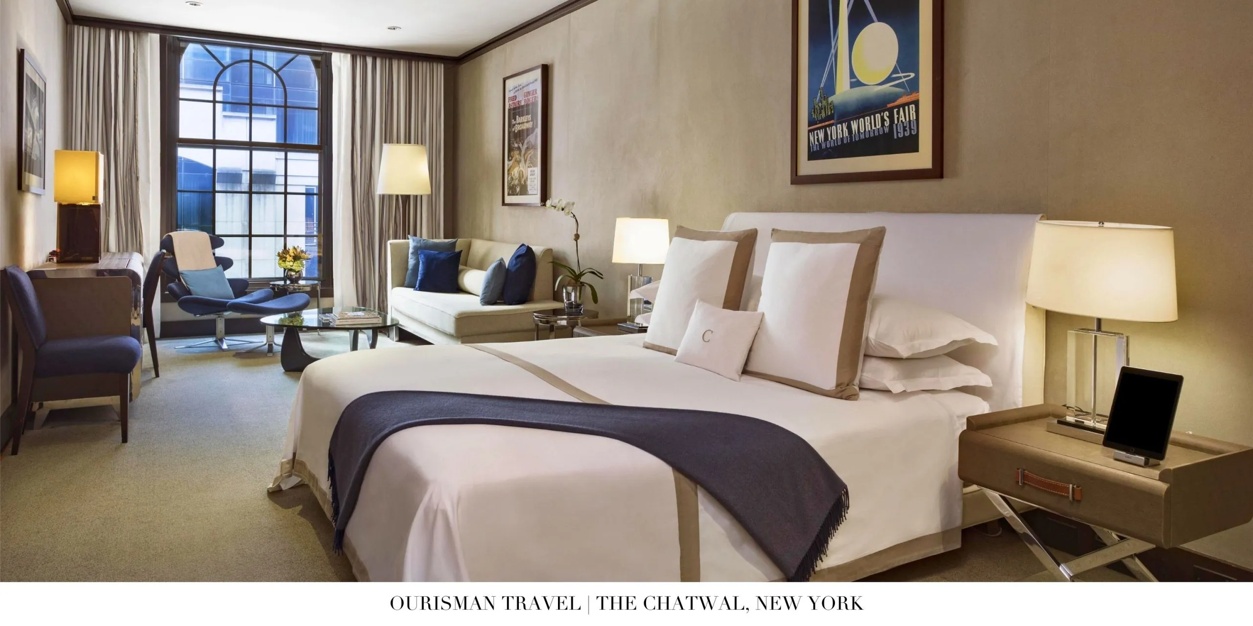 Luxury guest room with city views at The Chatwal, New York