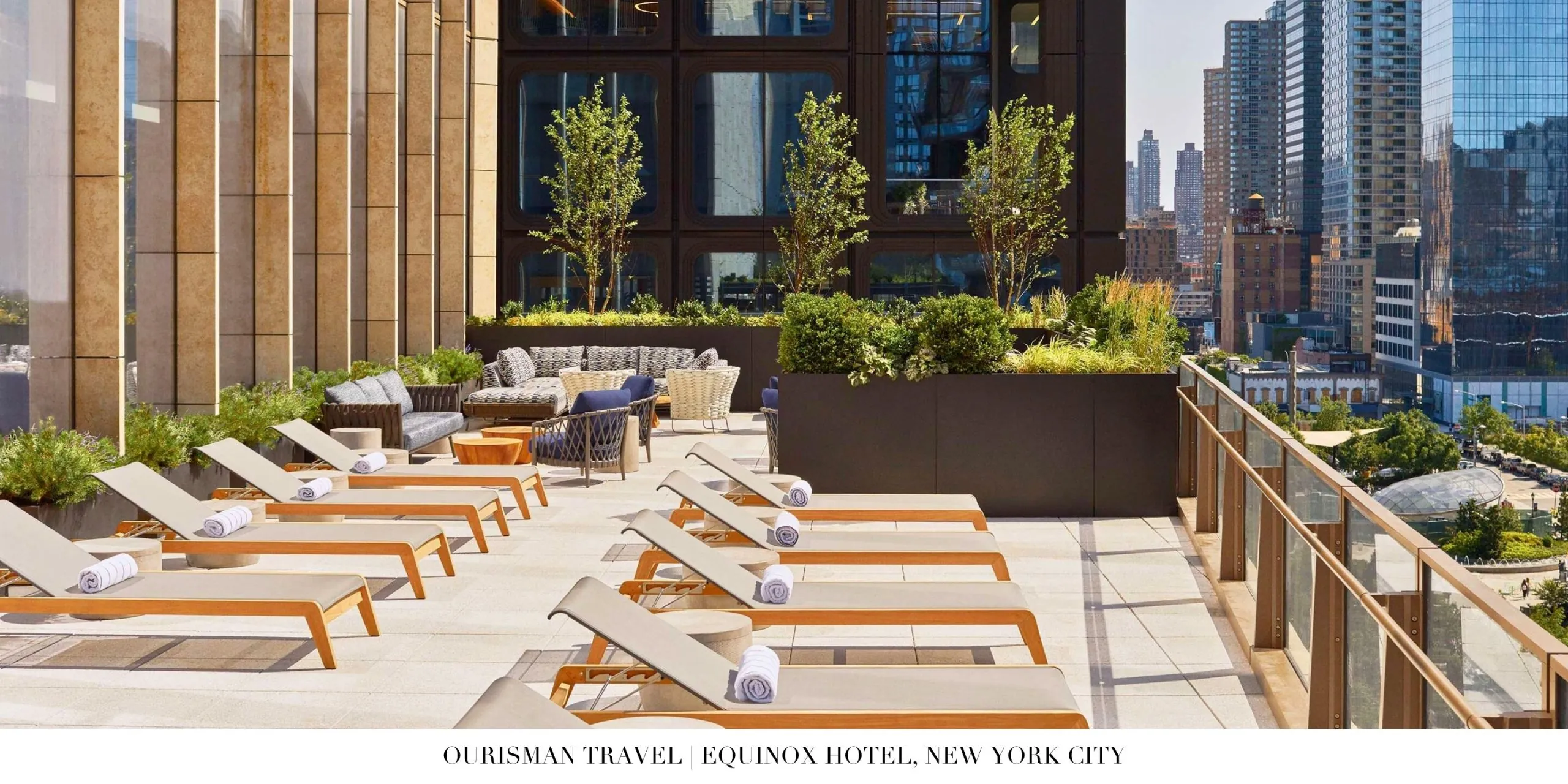 Rooftop lounge with city views at Equinox Hotel New York City