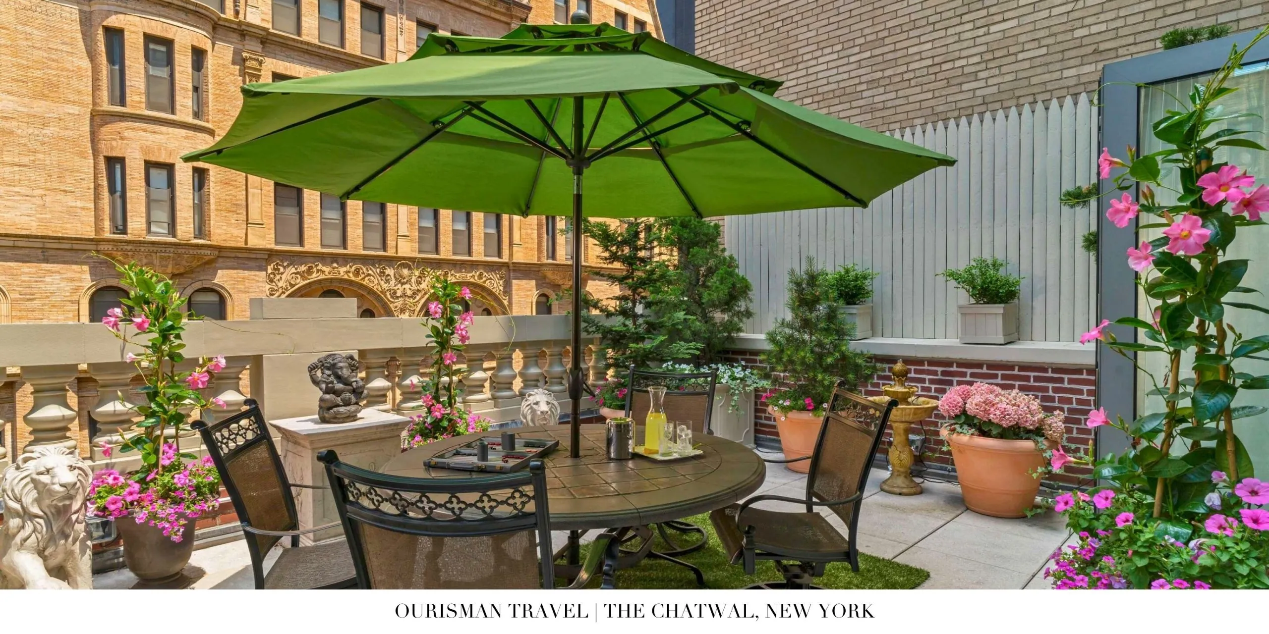 Rooftop terrace with Manhattan skyline views at The Chatwal, New York