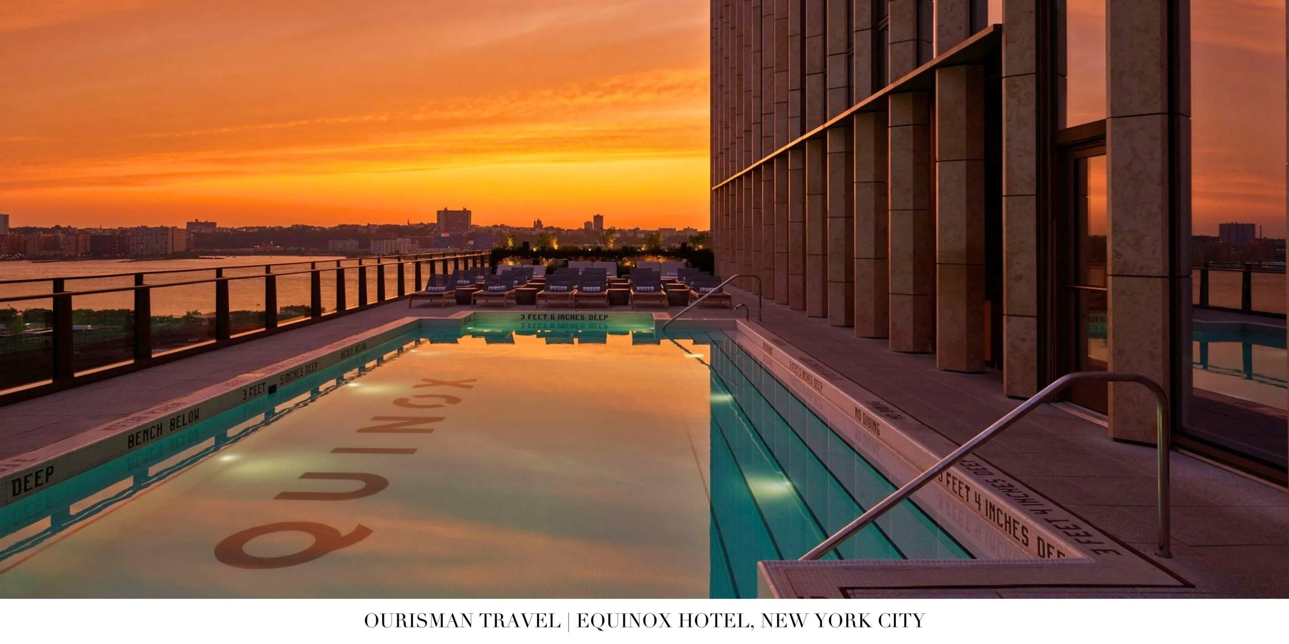 Outdoor pool with sunset views at Equinox Hotel New York City