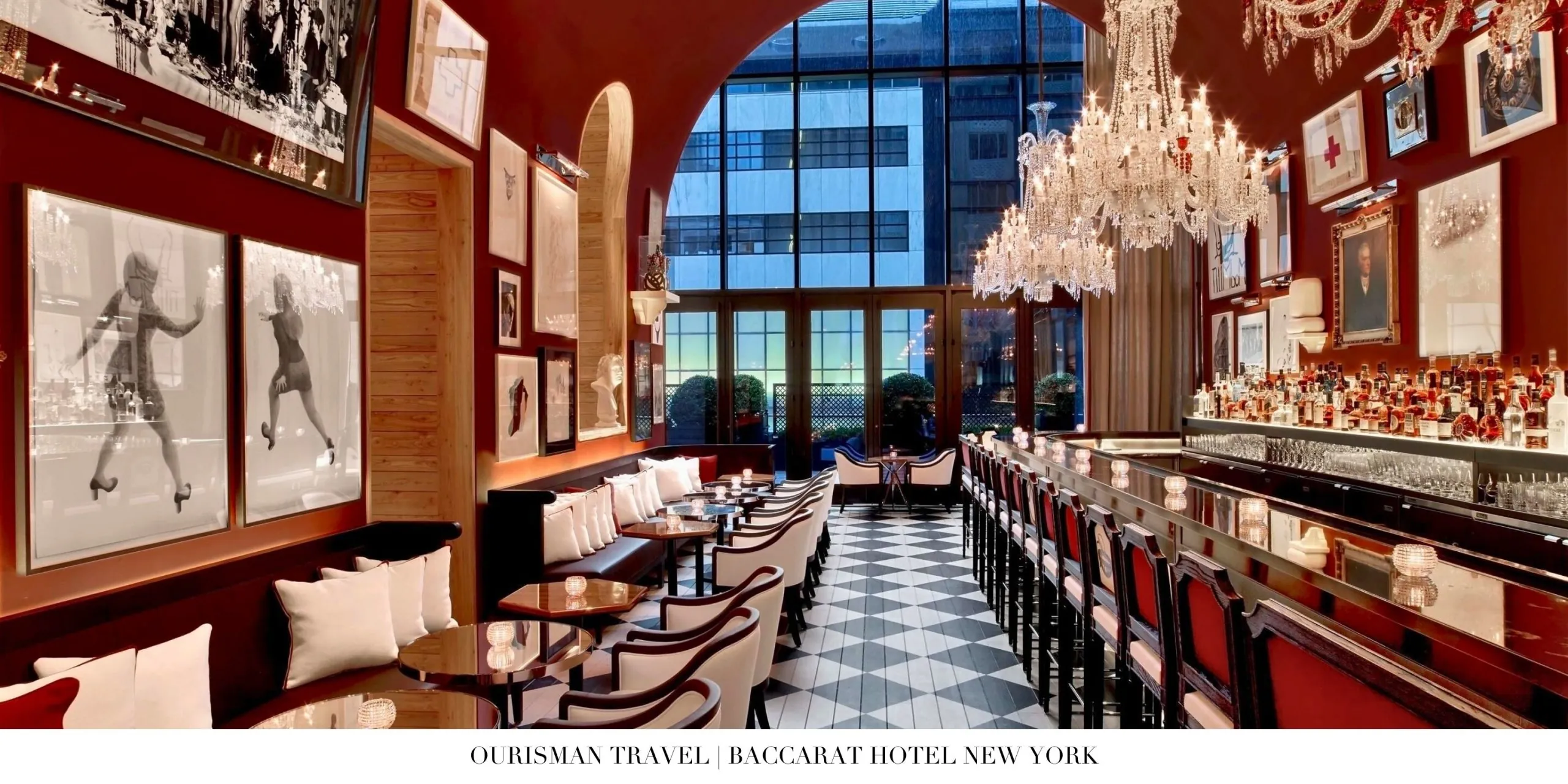 Sophisticated bar and lounge at Baccarat Hotel New York
