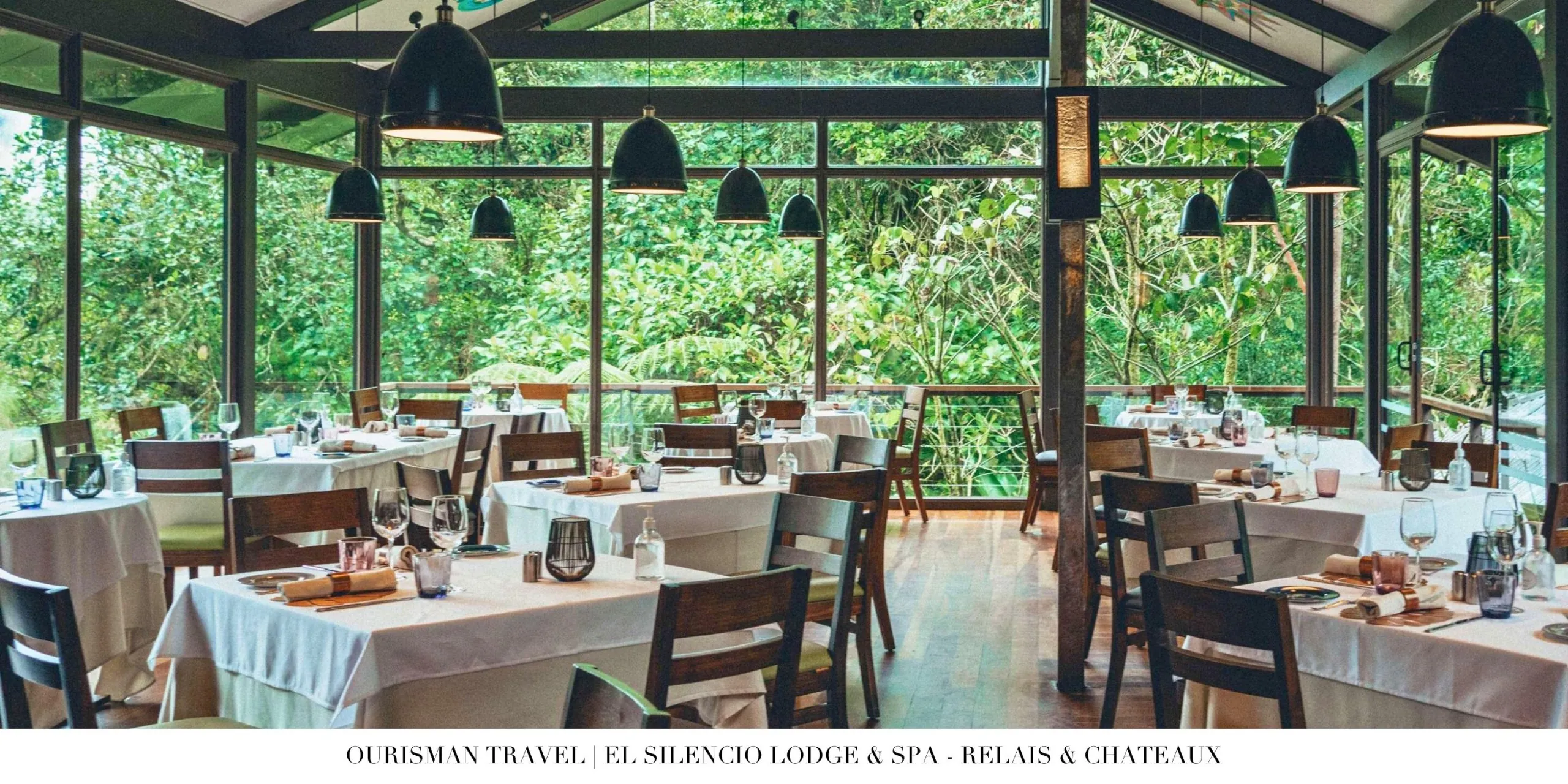 Dining experience at El Silencio Lodge & Spa with forest backdrop