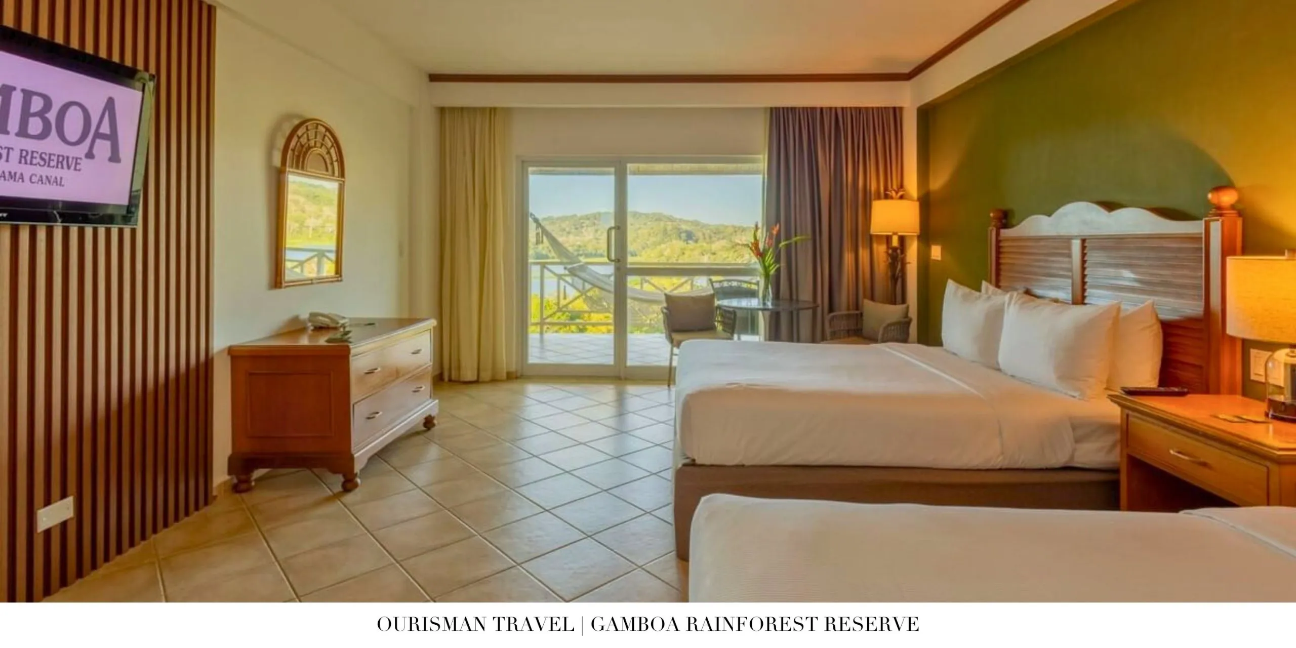 Luxury lodge room at Gamboa Rainforest Reserve with balcony overlooking the forest