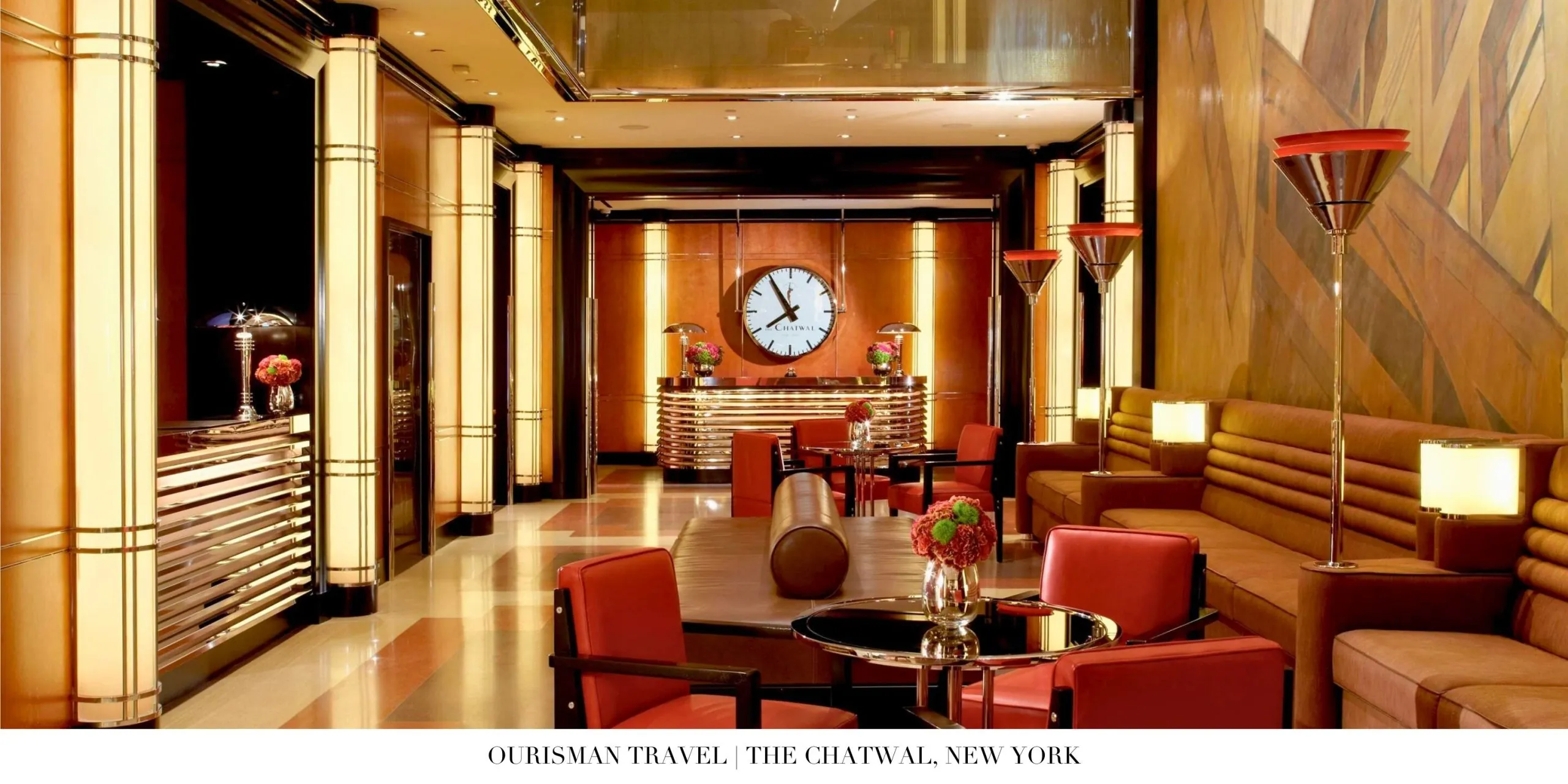 Lobby interior with Art Deco design at The Chatwal, New York