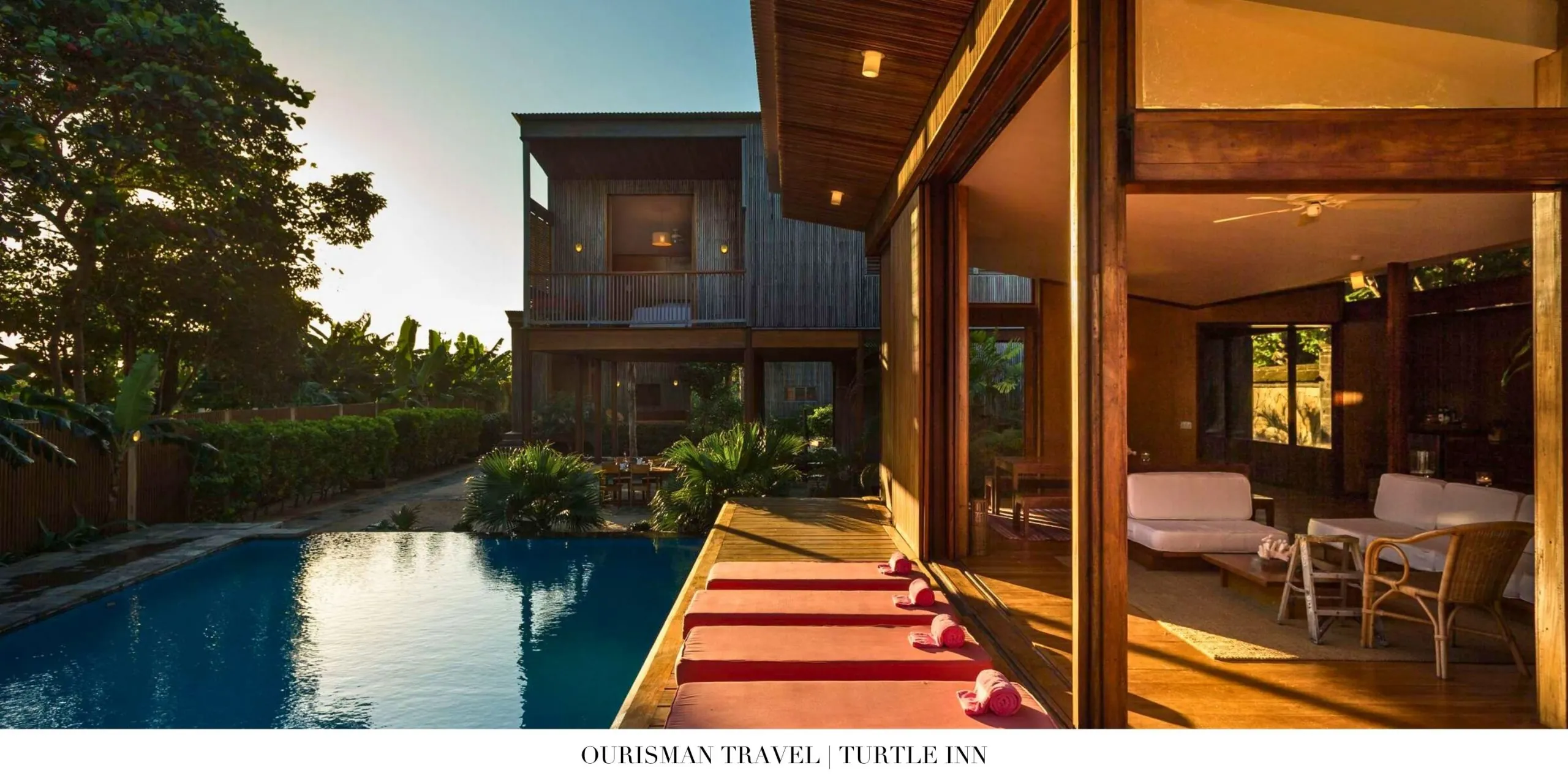 Sunset at Turtle Inn with rainforest views