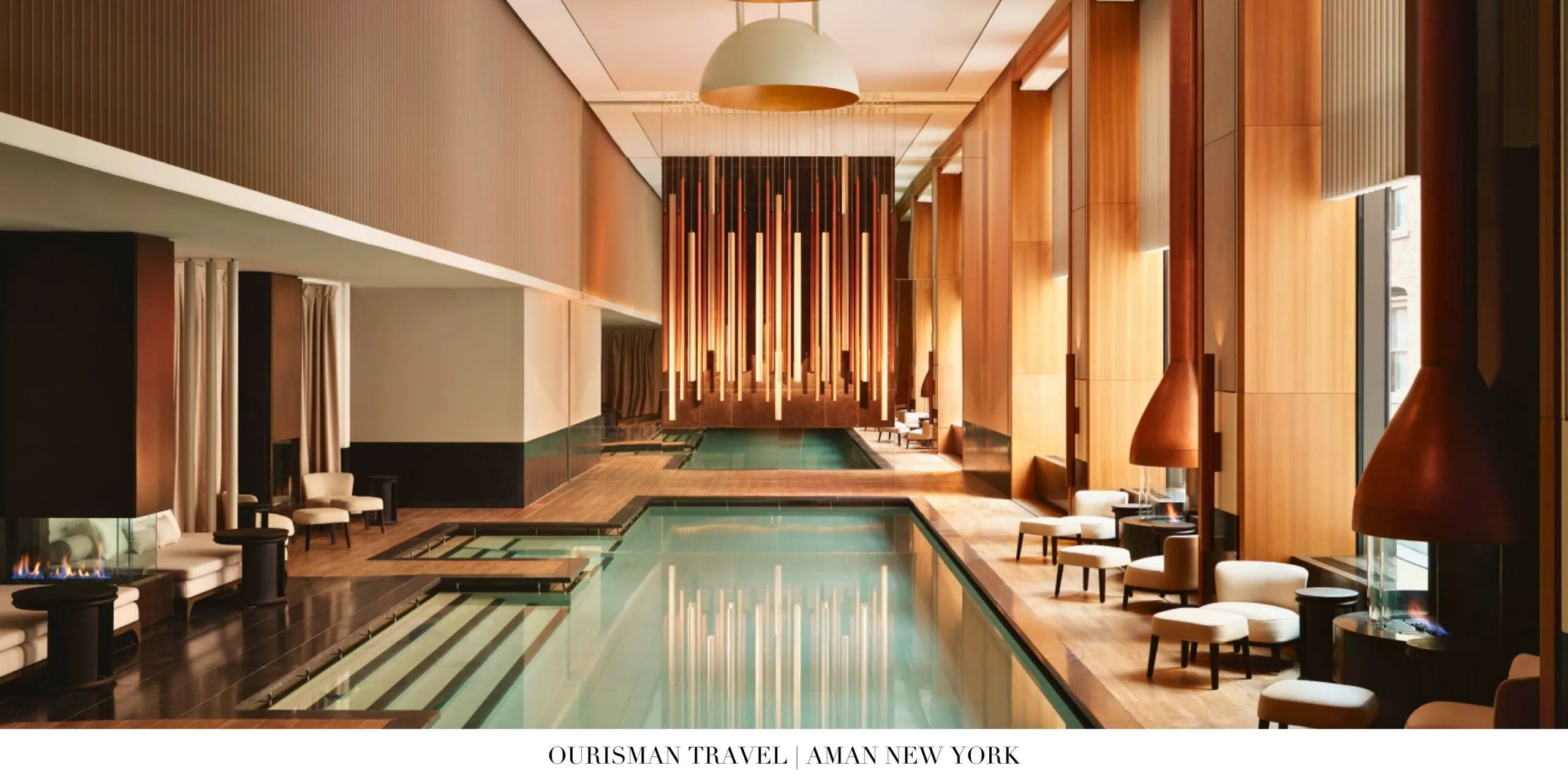 Indoor pool with natural light at Aman New York