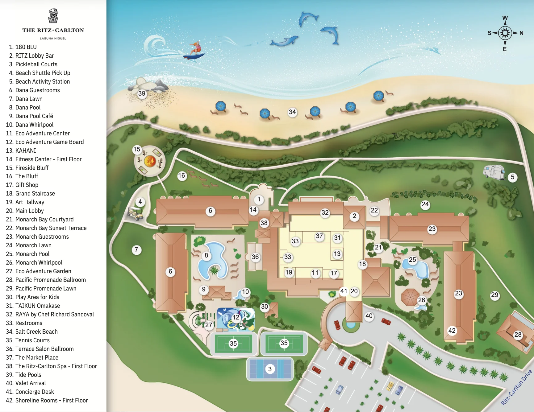 Resort map of The Ritz-Carlton, Laguna Niguel highlighting property layout and amenities 2026