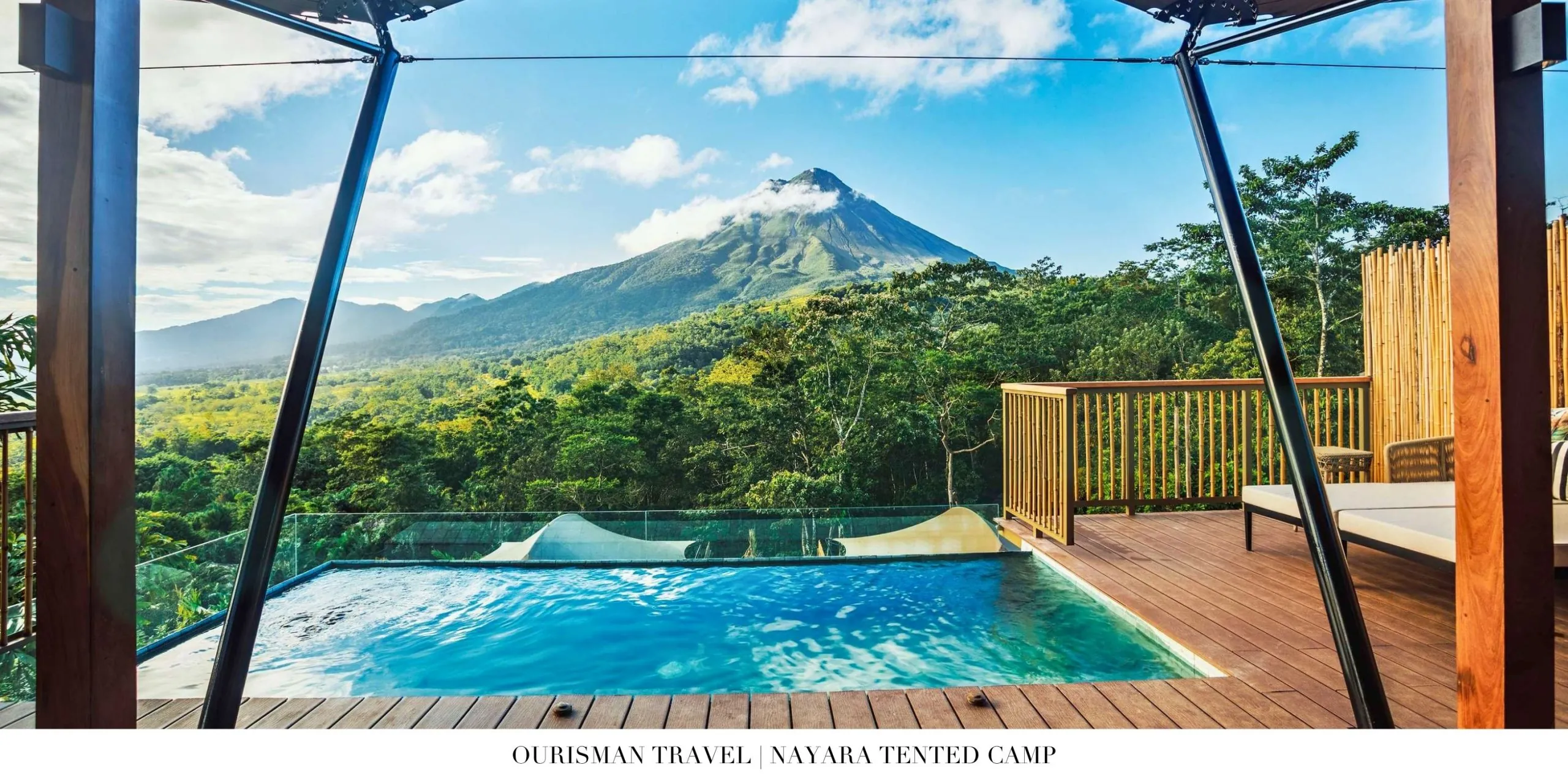 Immersive jungle escape at Nayara Tented Camp with safari-style luxury tents and panoramic Arenal Volcano views