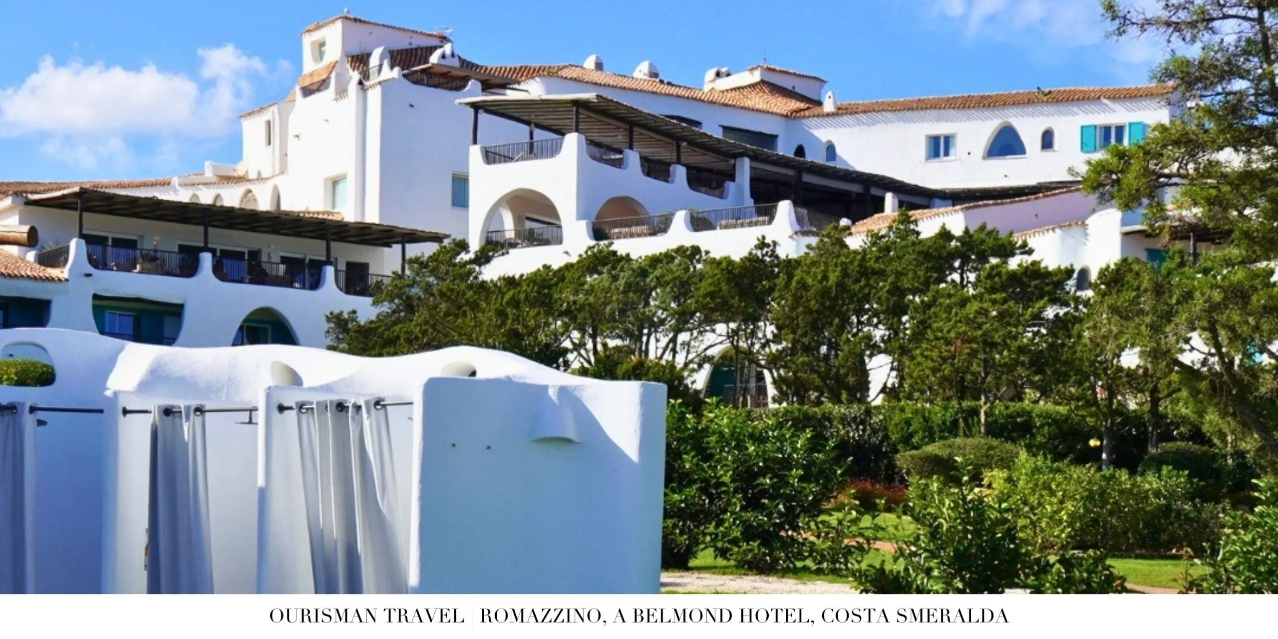 Villa-style accommodation at Romazzino Belmond surrounded by Mediterranean greenery