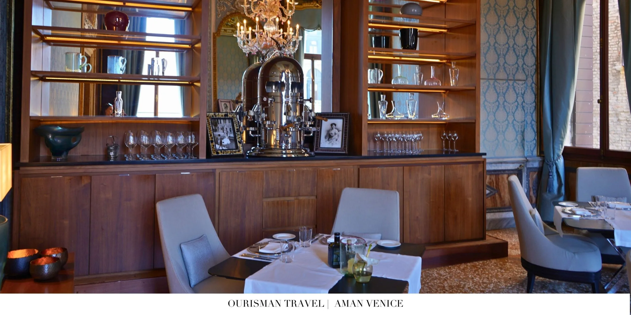 Grand Canal-facing dining and lounge areas at Aman Venice