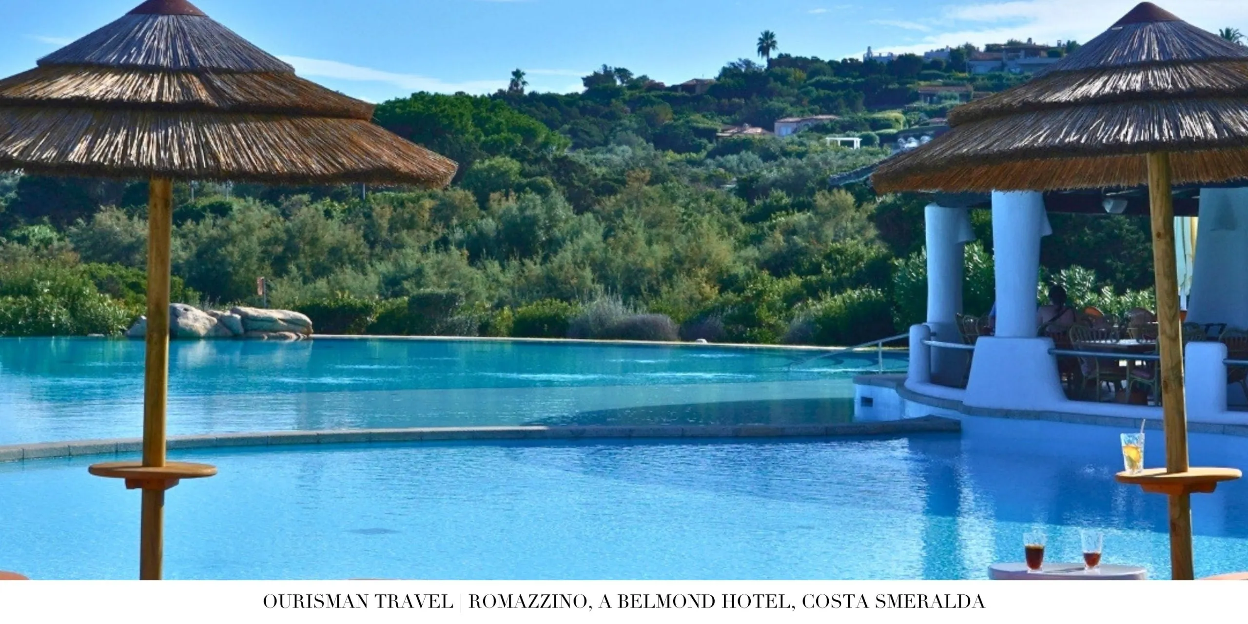 Serene infinity-style pool atmosphere at Romazzino Belmond with sea views