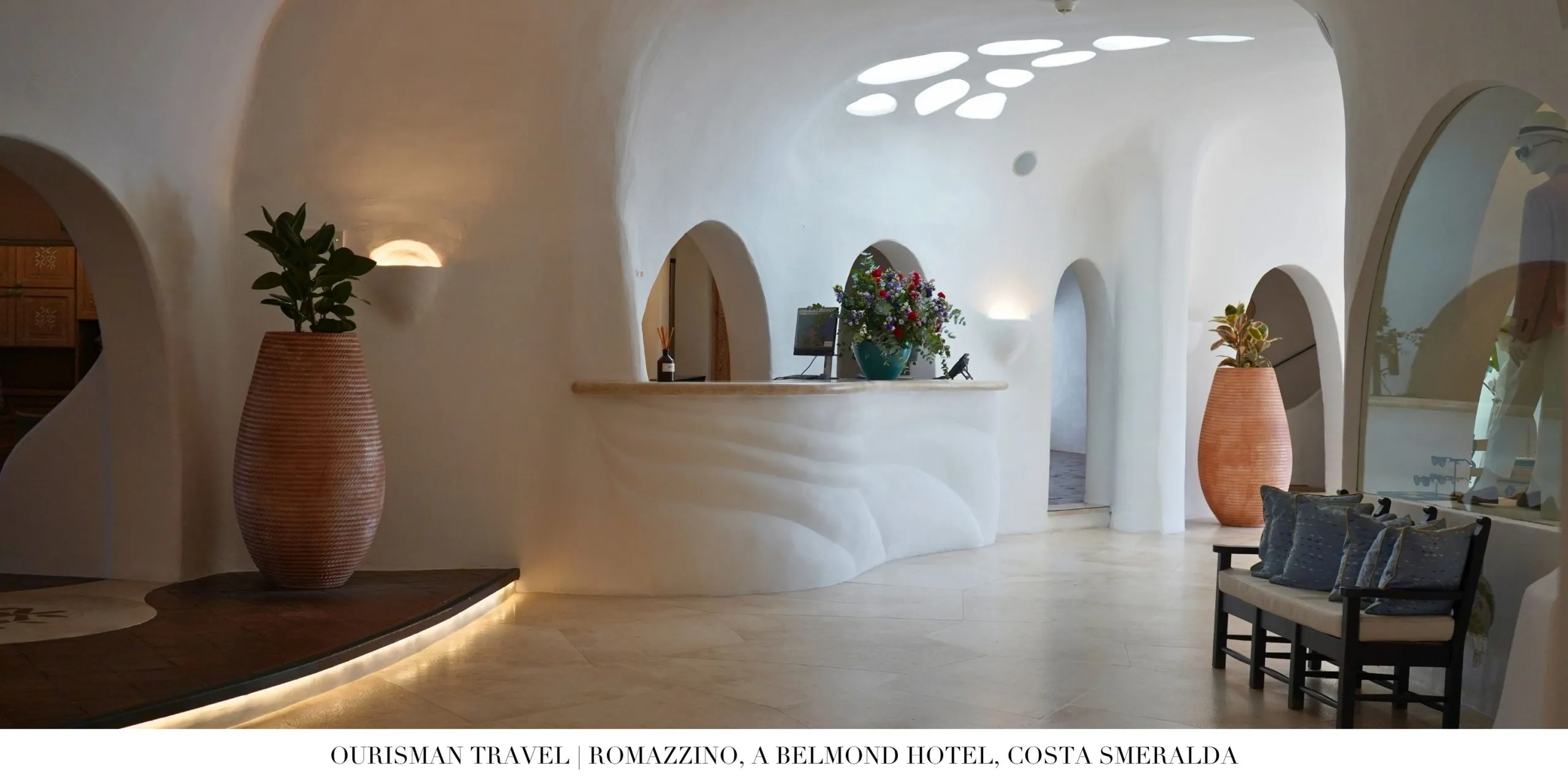 Architectural details of Romazzino Belmond’s iconic curved white structures