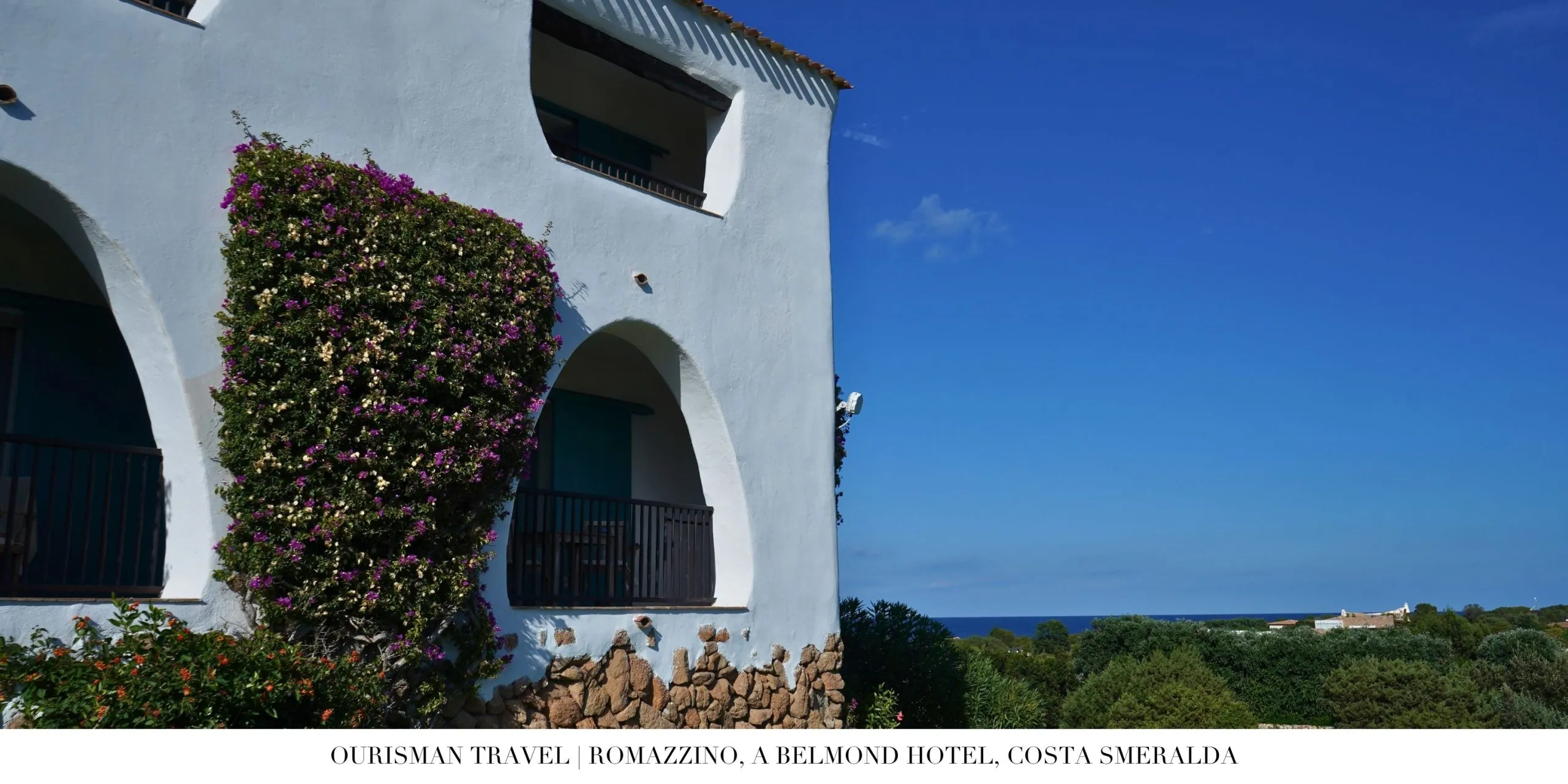 Curved architectural details of Romazzino Belmond’s seaside buildings