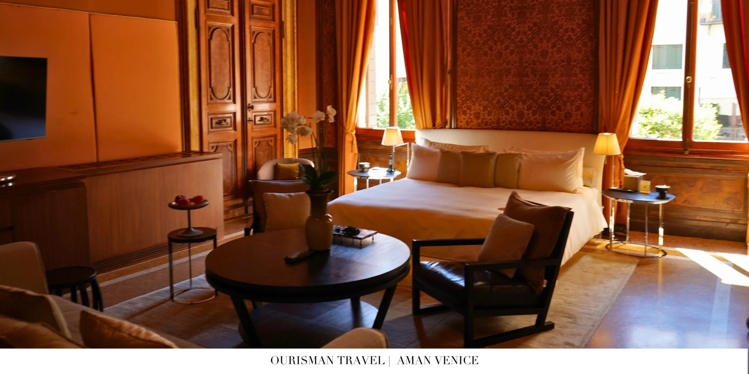 Grand suite at Aman Venice with traditional Venetian styling