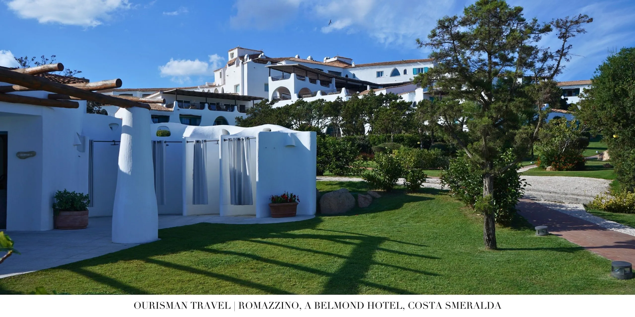 Architectural details of Romazzino Belmond’s iconic curved white structures