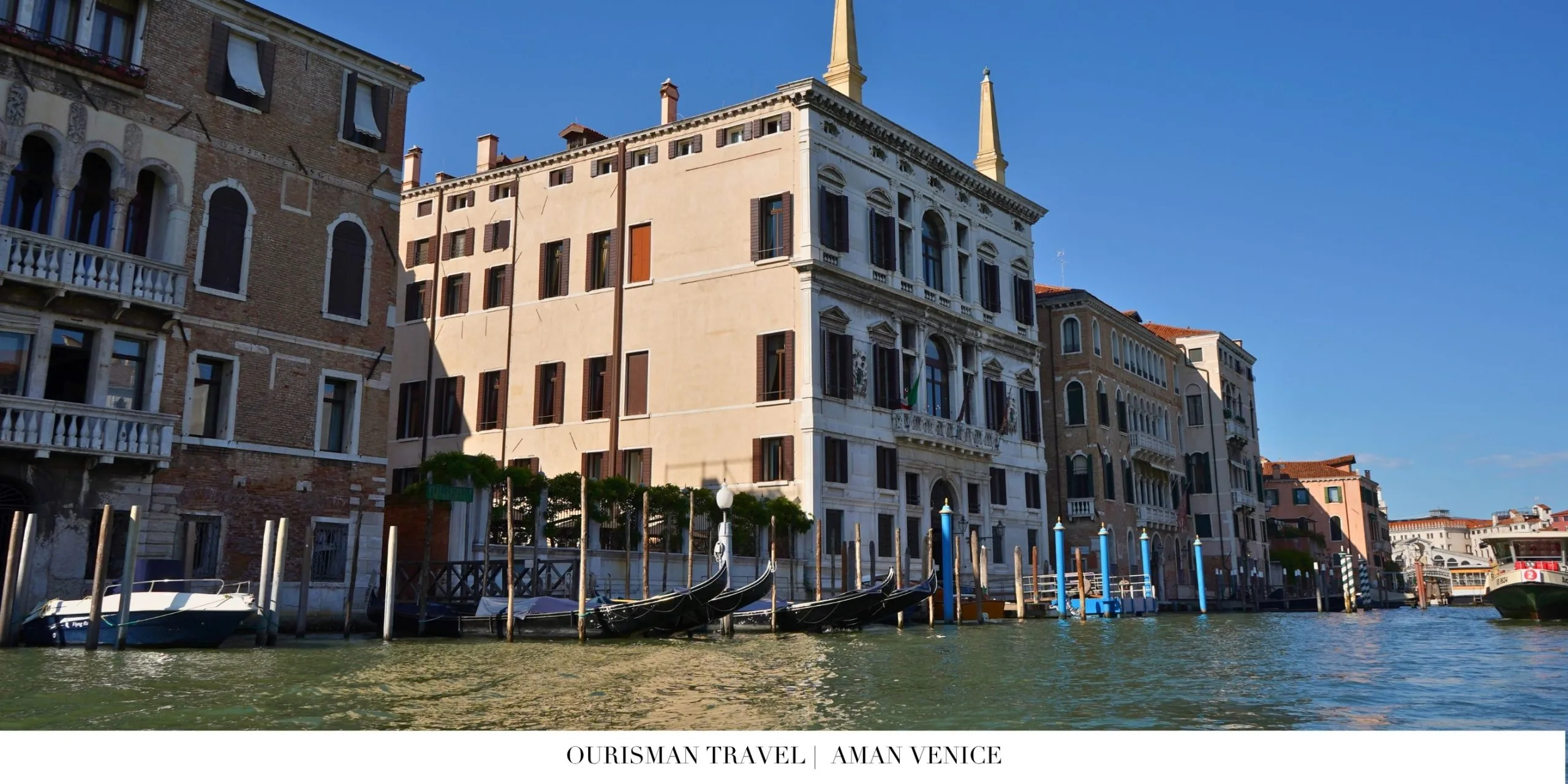 Exterior of Aman Venice overlooking the Grand Canal at sunset