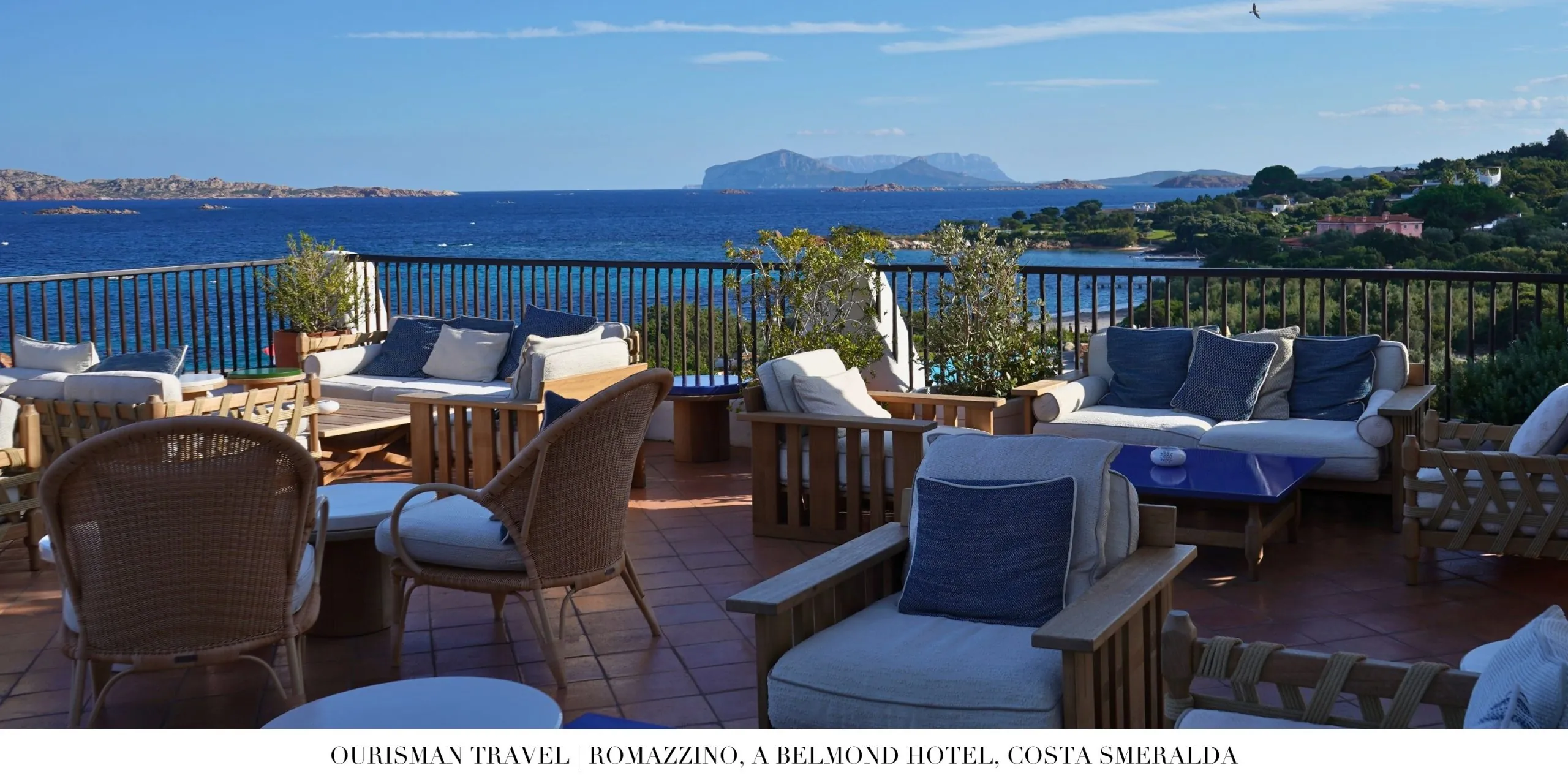 Golden hour dining ambiance at Romazzino Belmond with soft lighting and coastal backdrop